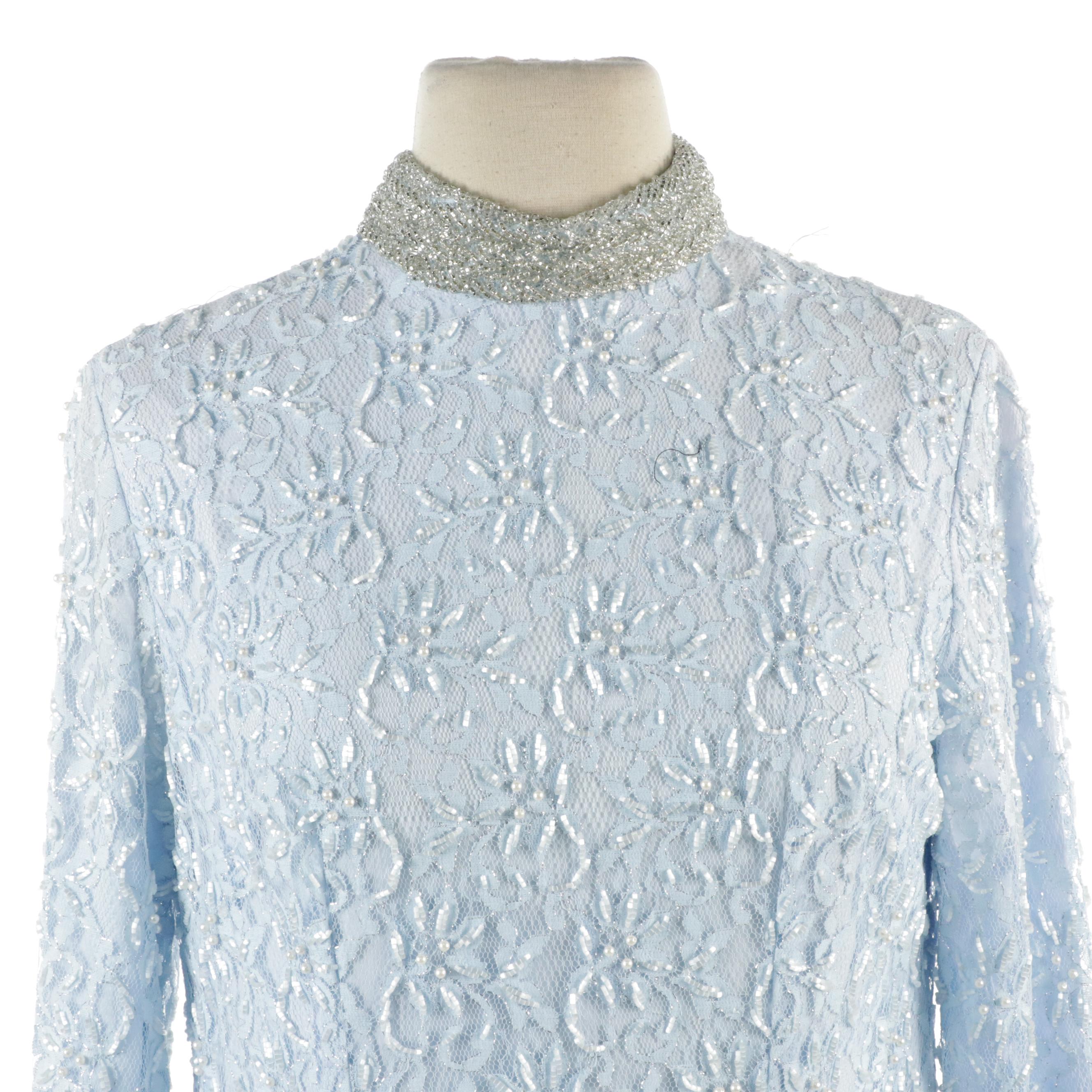 Michel Stephén Jersey Slip Dress and Jean Paton Beaded Lace Column Gown