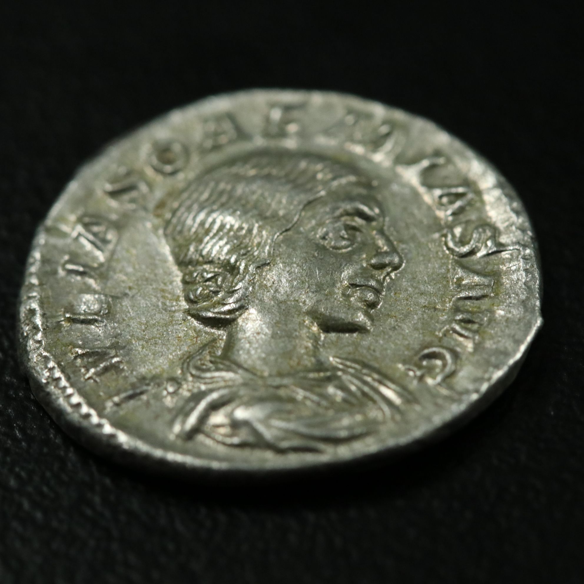 Ancient Roman Imperial AR Denarius Coin of Julia Soaemias, ca. 220 A.D.