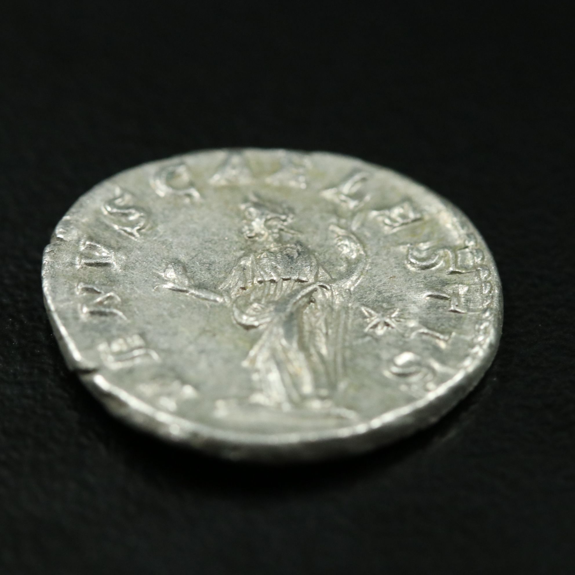 Ancient Roman Imperial AR Denarius Coin of Julia Soaemias, ca. 220 A.D.