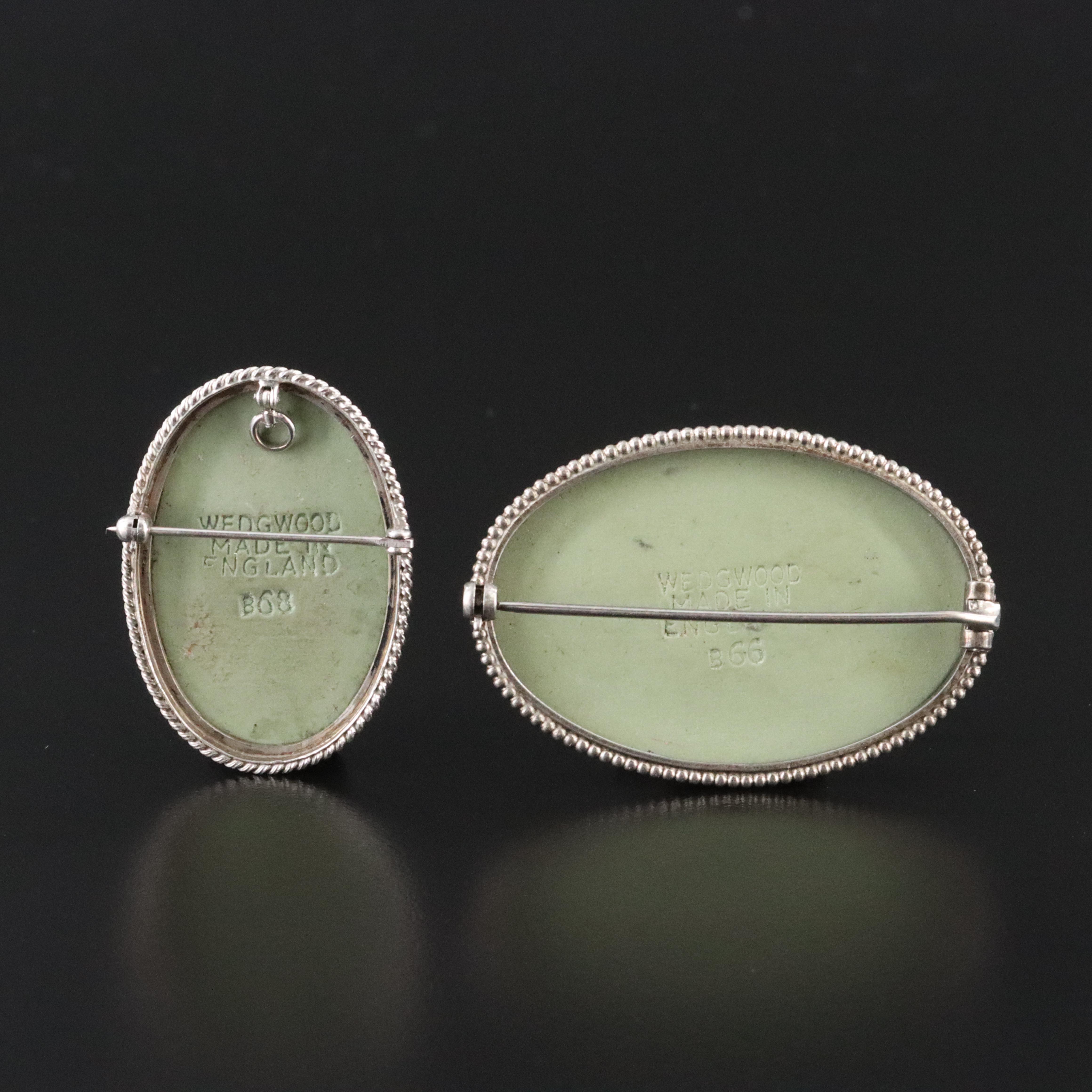 Wedgwood Sterling Jasperware Greco-Roman Themed Brooches