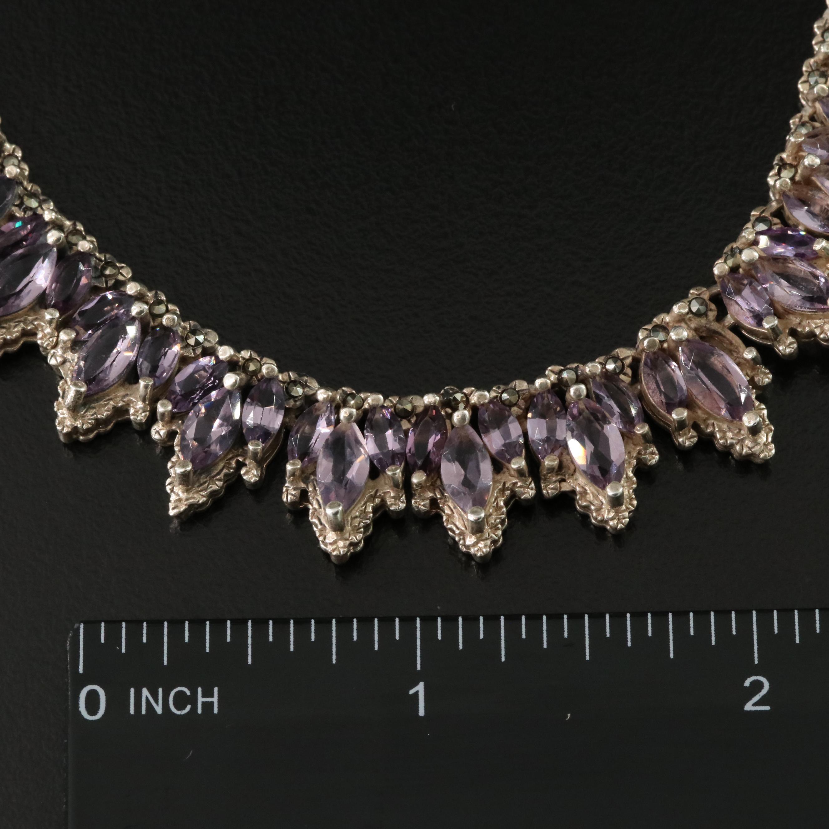 Sterling Lavender Glass Necklace