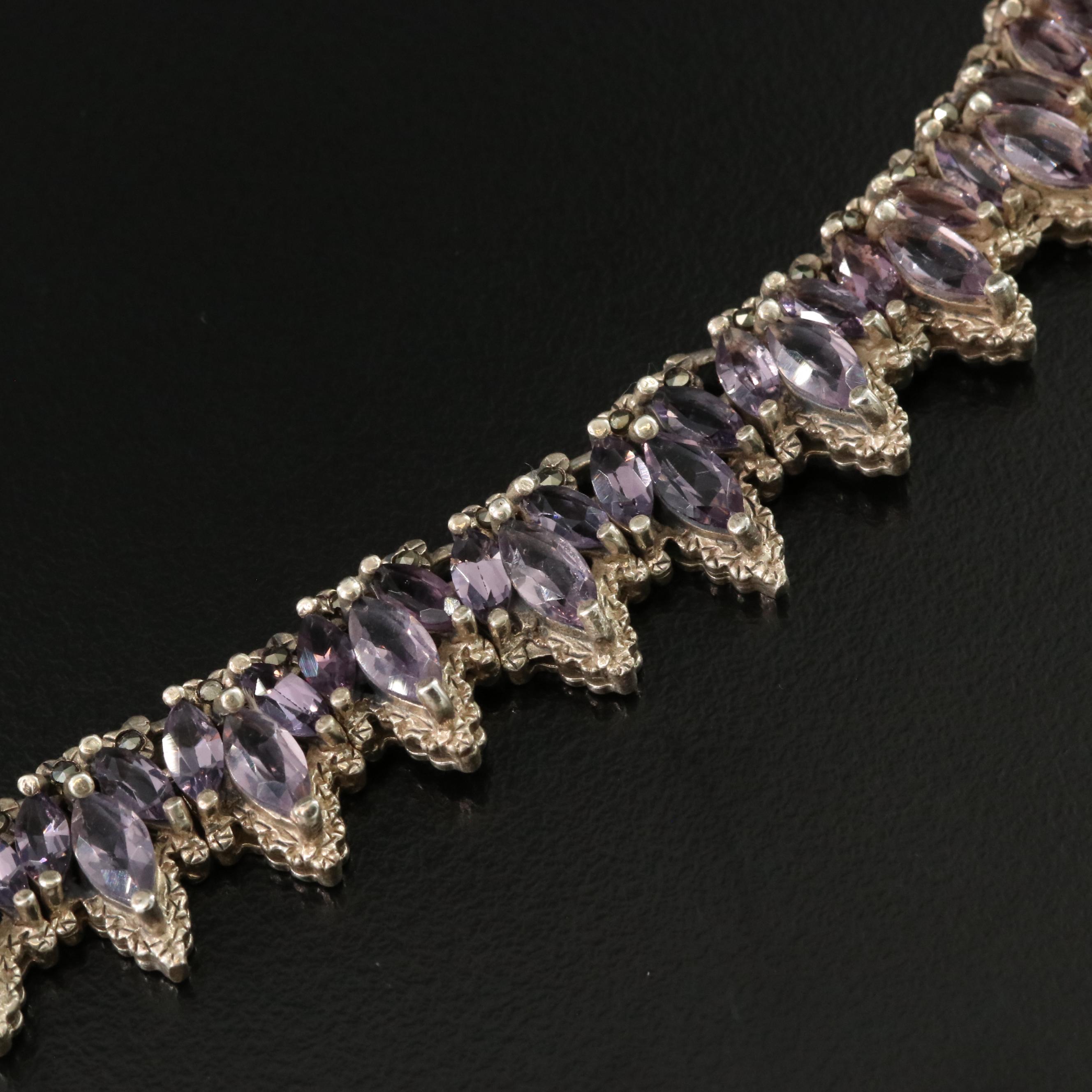 Sterling Lavender Glass Necklace