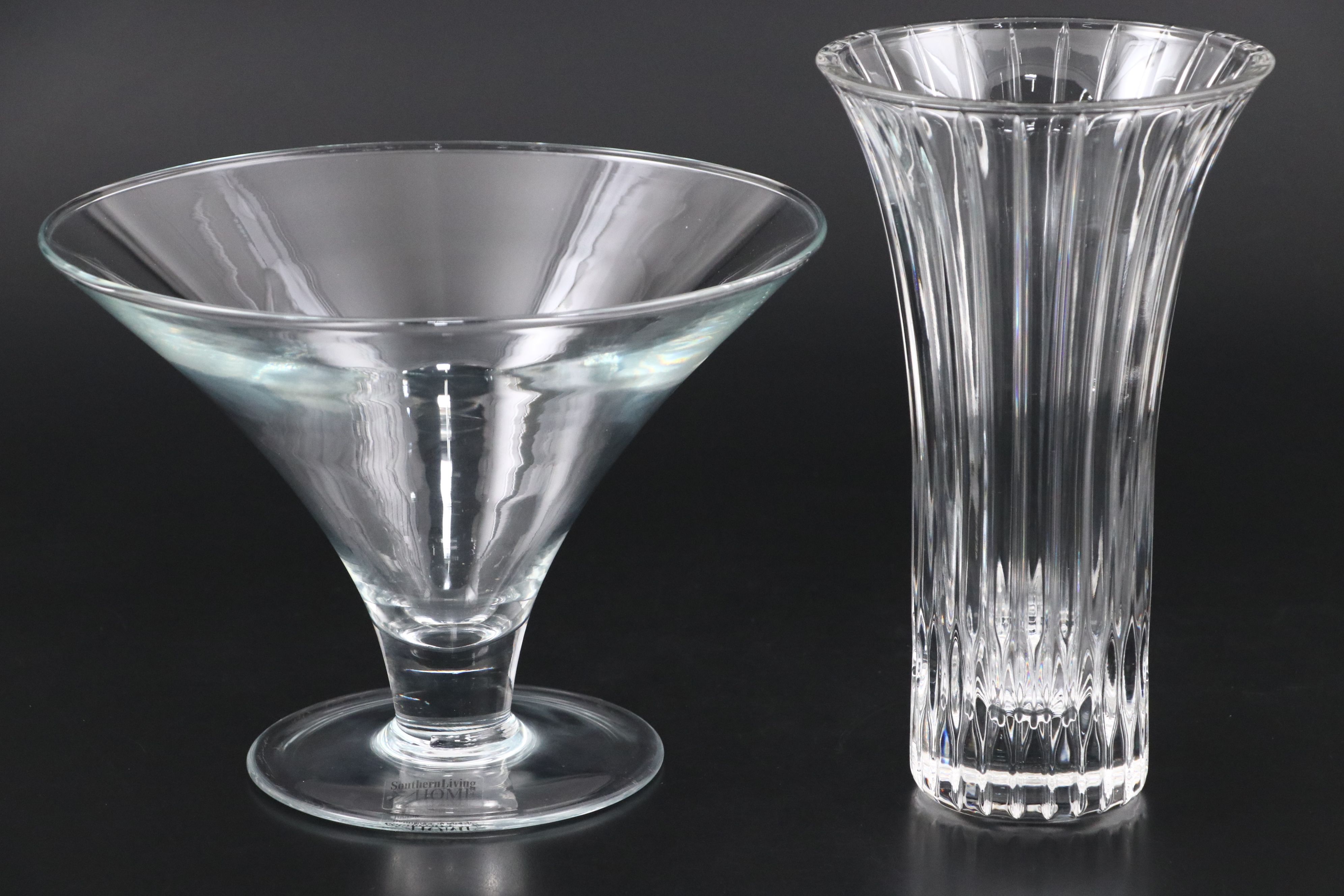 Crystal Ribbed Vase with Southern Living Glass Footed Bowl