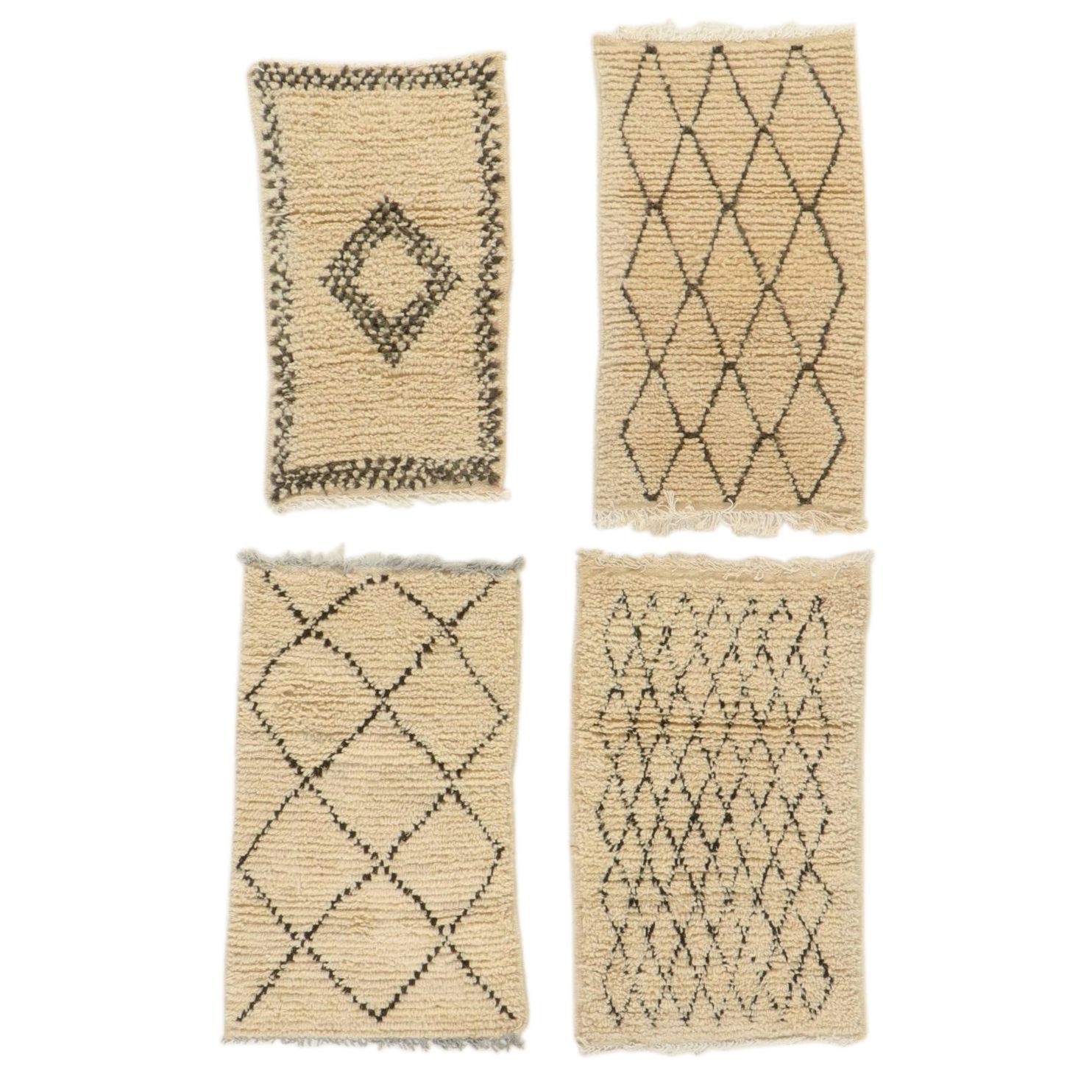 Four Hand-Knotted Moroccan Berber Accent Rugs
