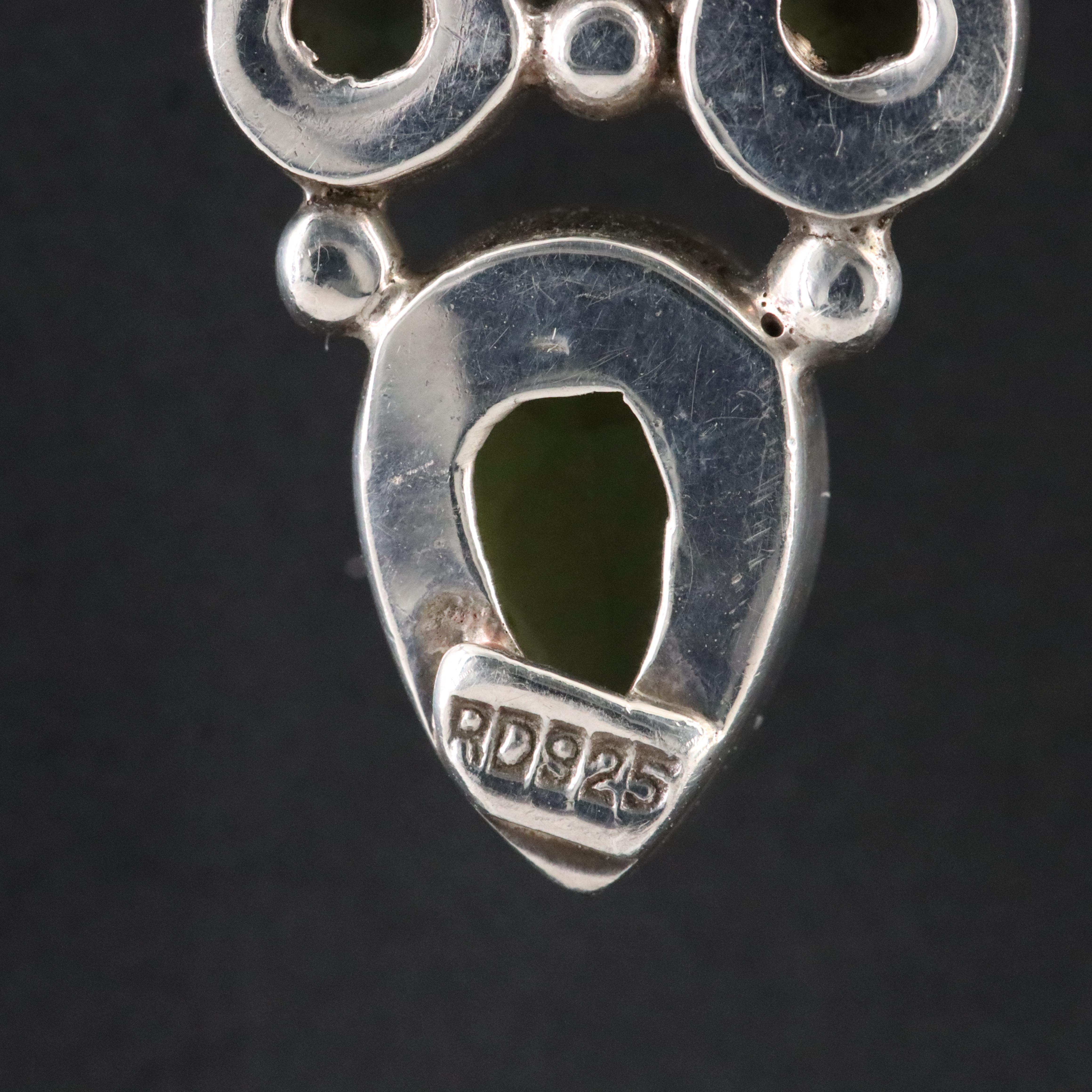 Sterling Malachite and Glass Pendant