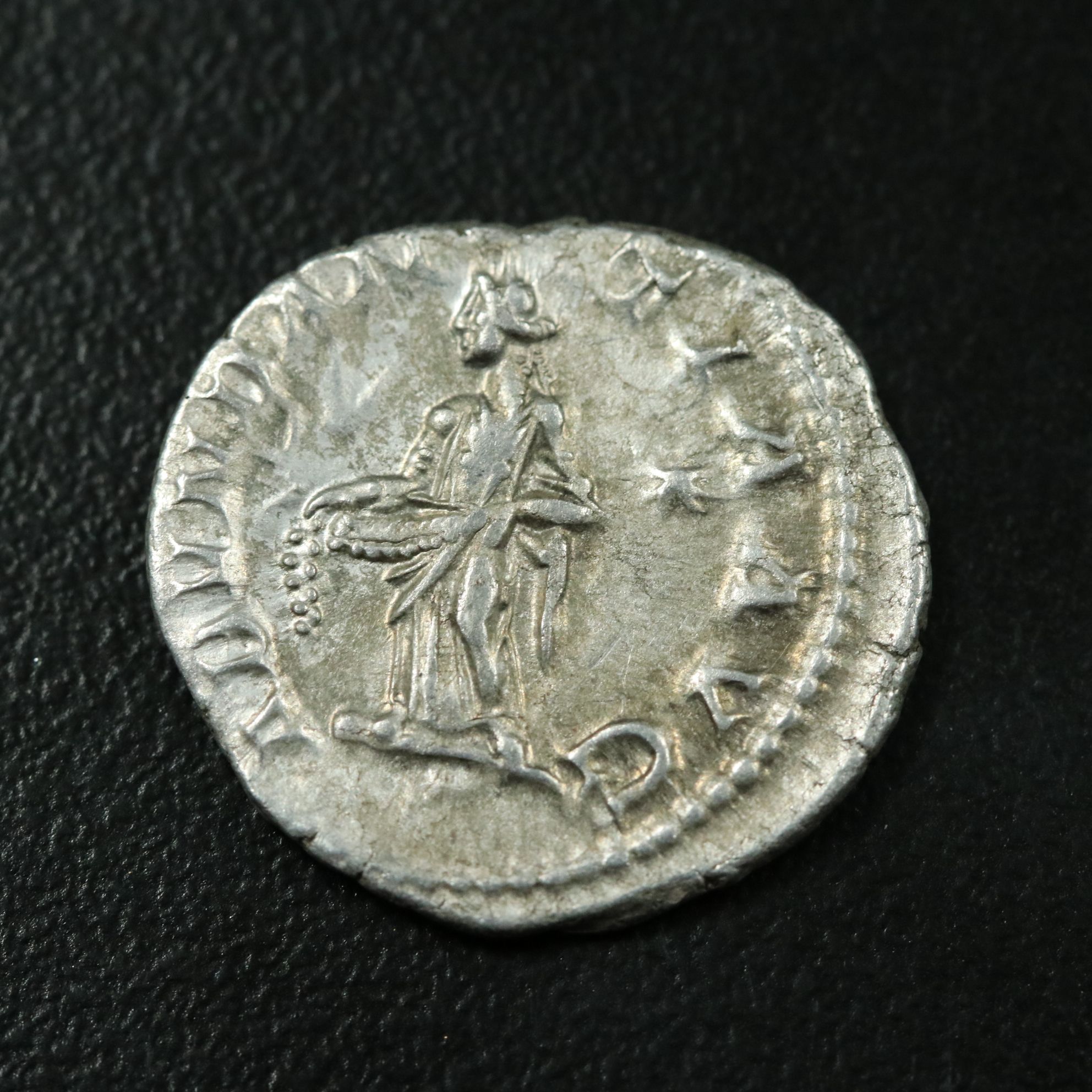 Ancient Roman Imperial AR Denarius Coin of Elagabalus, ca. 220 A.D.