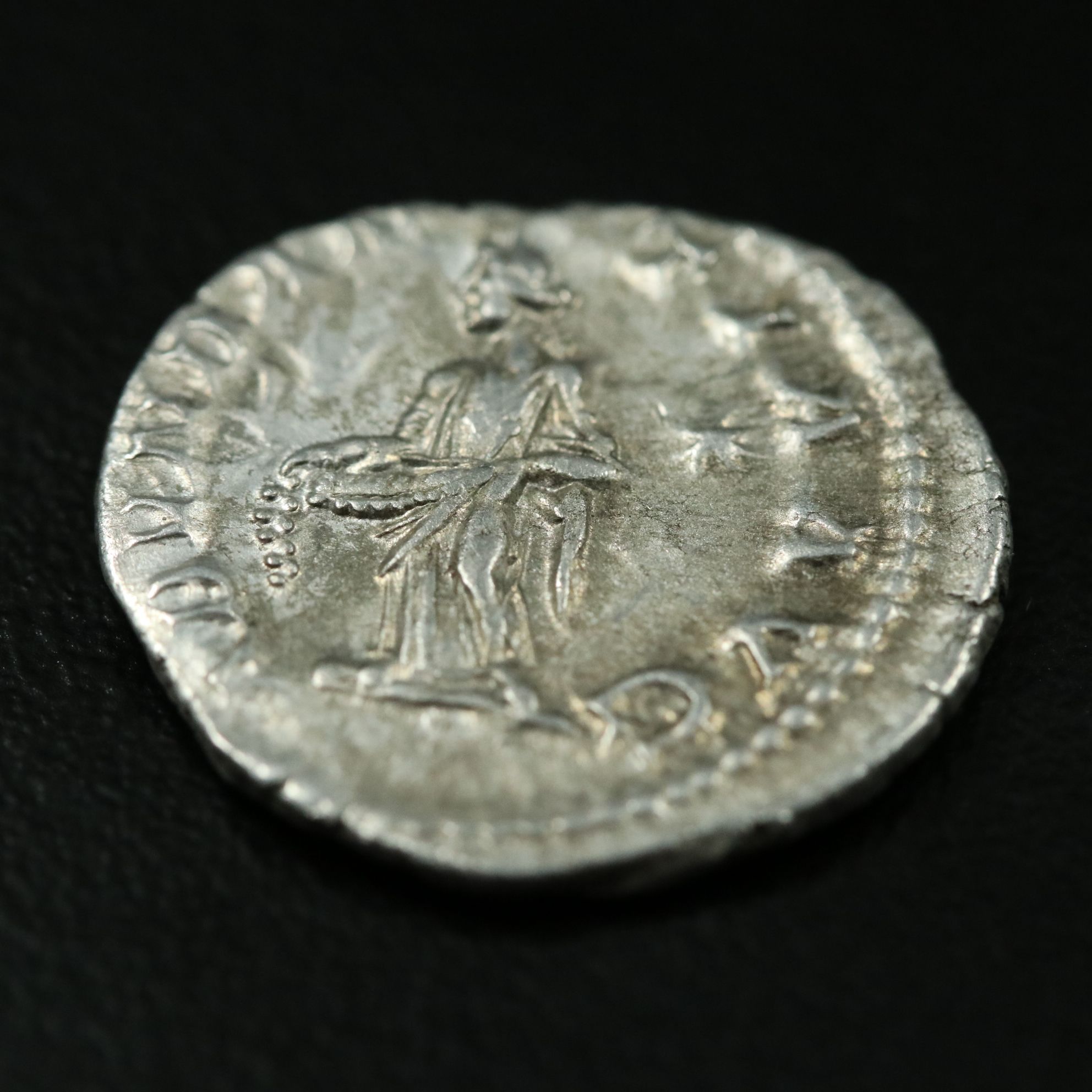 Ancient Roman Imperial AR Denarius Coin of Elagabalus, ca. 220 A.D.