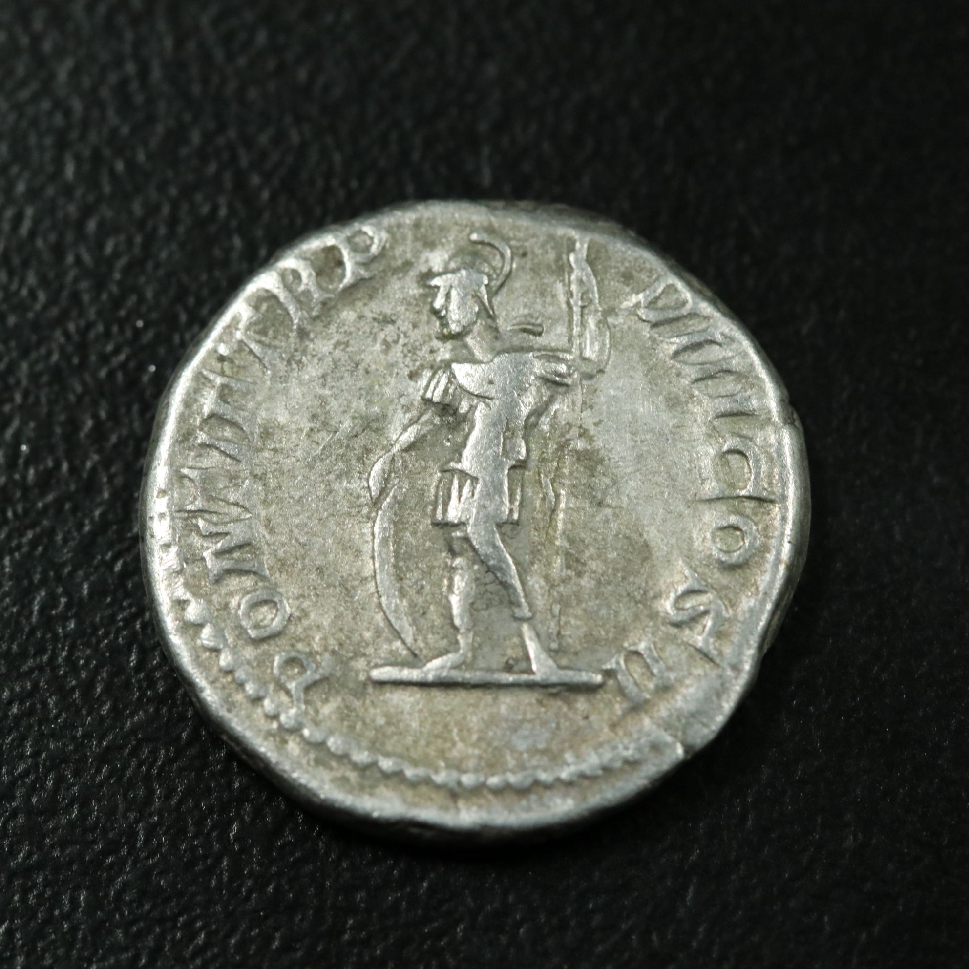 Ancient Roman Imperial AR Denarius Coin of Caracalla, ca. 206 A.D.