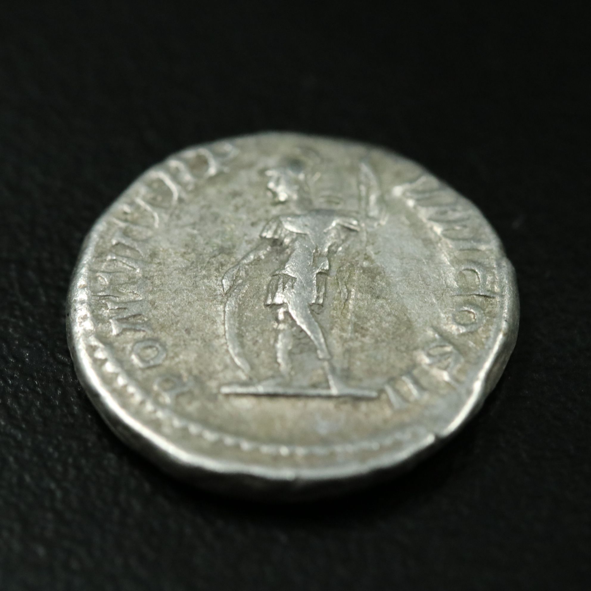 Ancient Roman Imperial AR Denarius Coin of Caracalla, ca. 206 A.D.