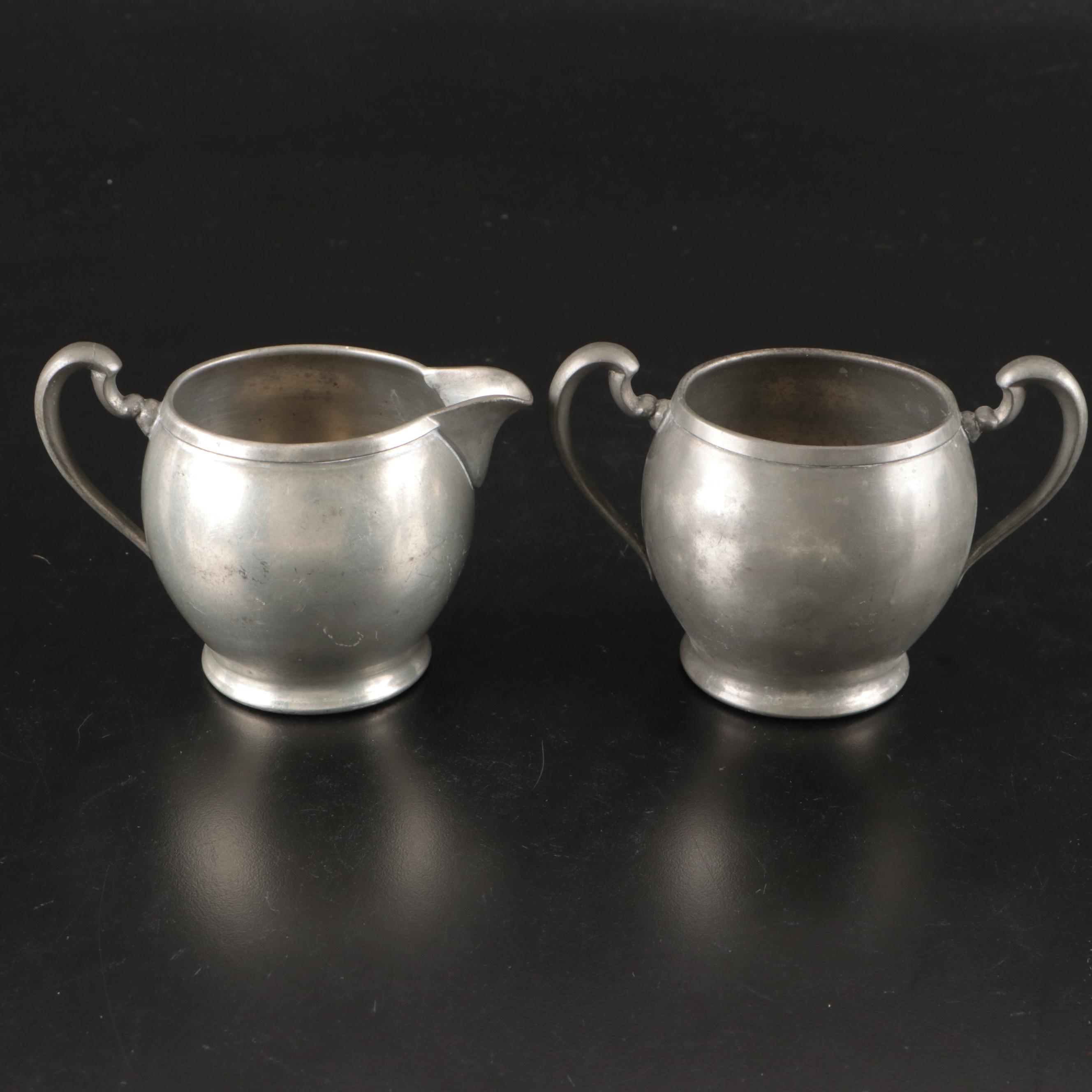 Art Deco Style Coffee Pots with Other Pewter and Table Accessories