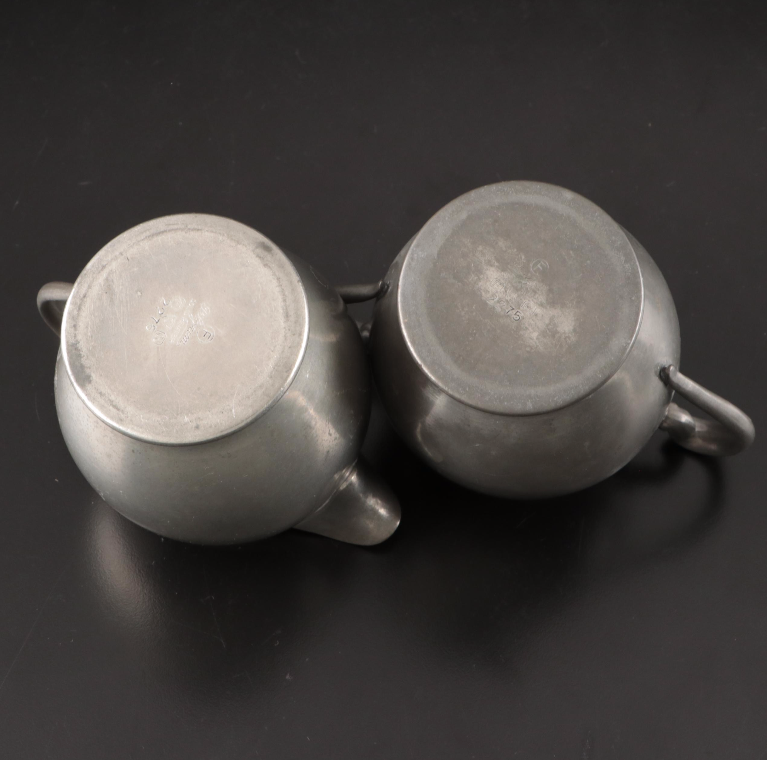 Art Deco Style Coffee Pots with Other Pewter and Table Accessories