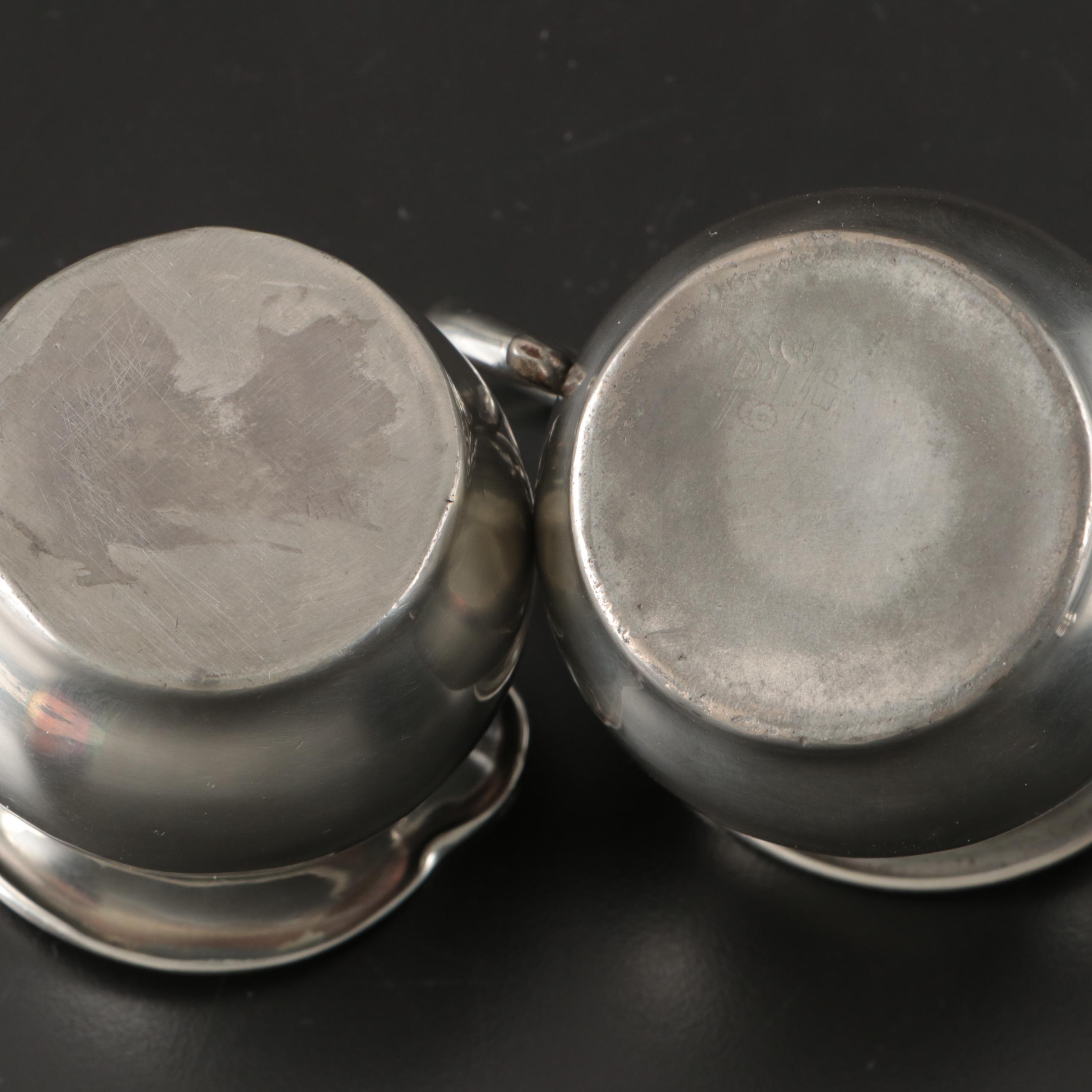 Art Deco Style Coffee Pots with Other Pewter and Table Accessories