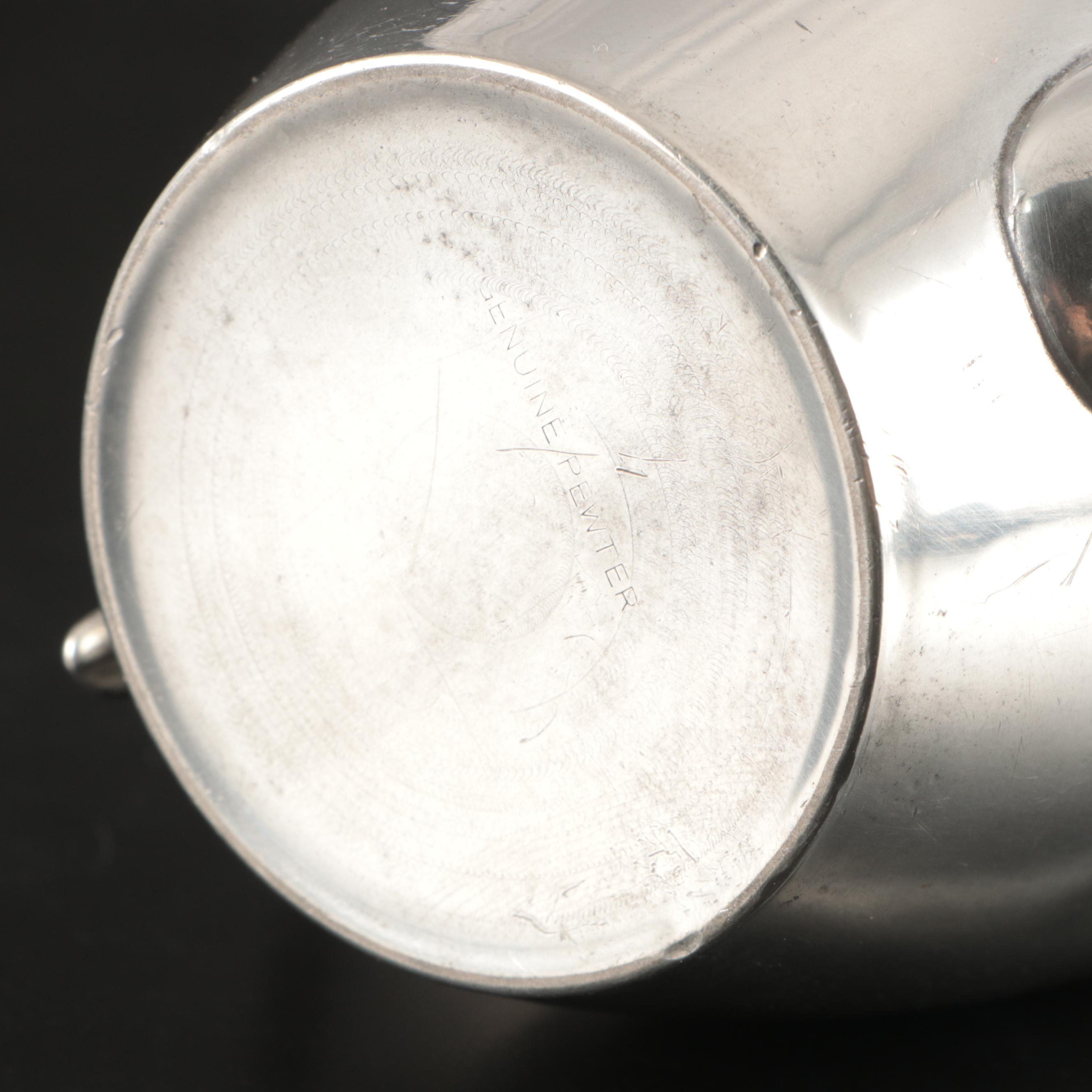 Art Deco Style Coffee Pots with Other Pewter and Table Accessories