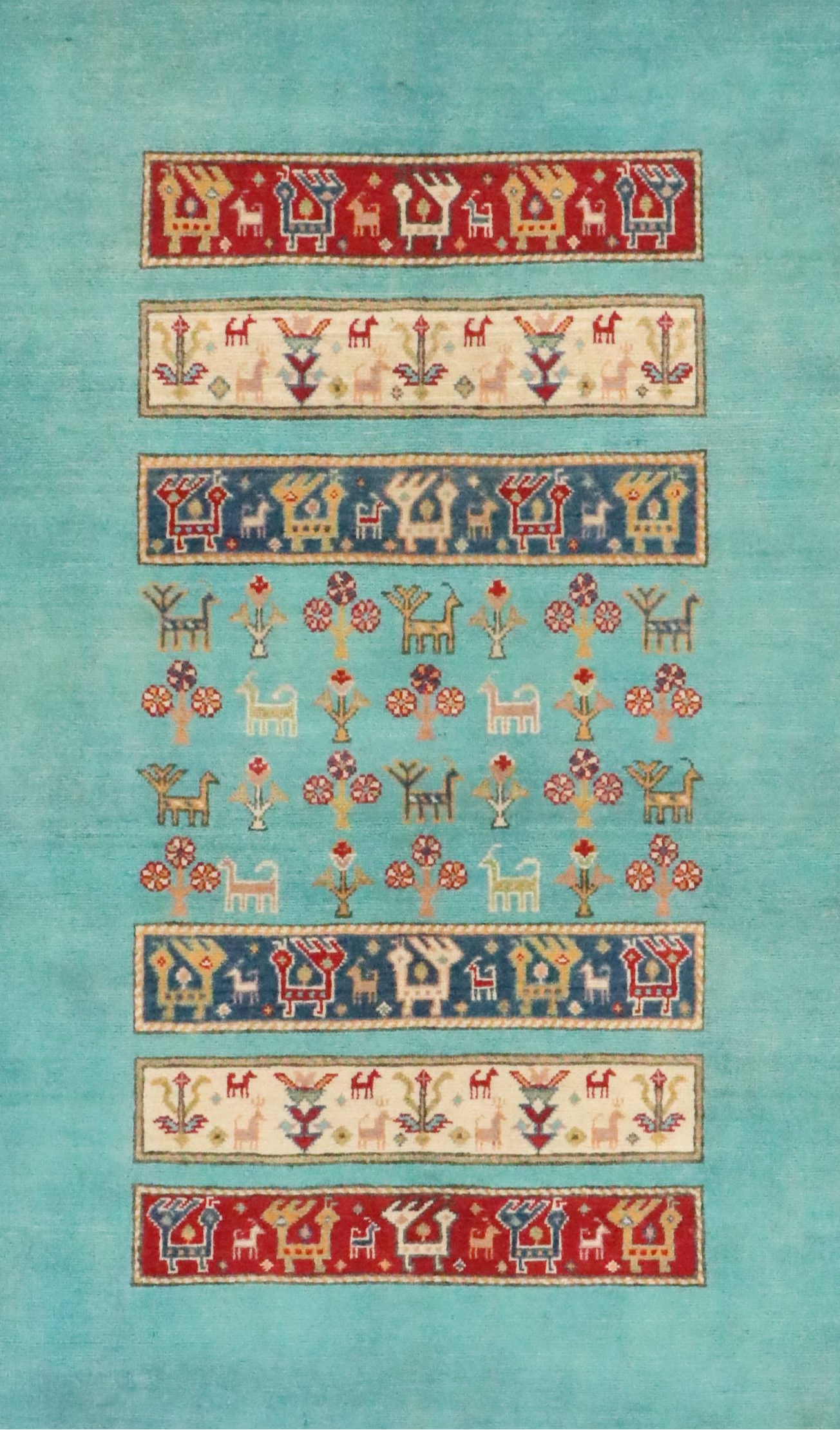 3'10 x 6'4 Hand-Knotted Afghan Kazak Area Rug