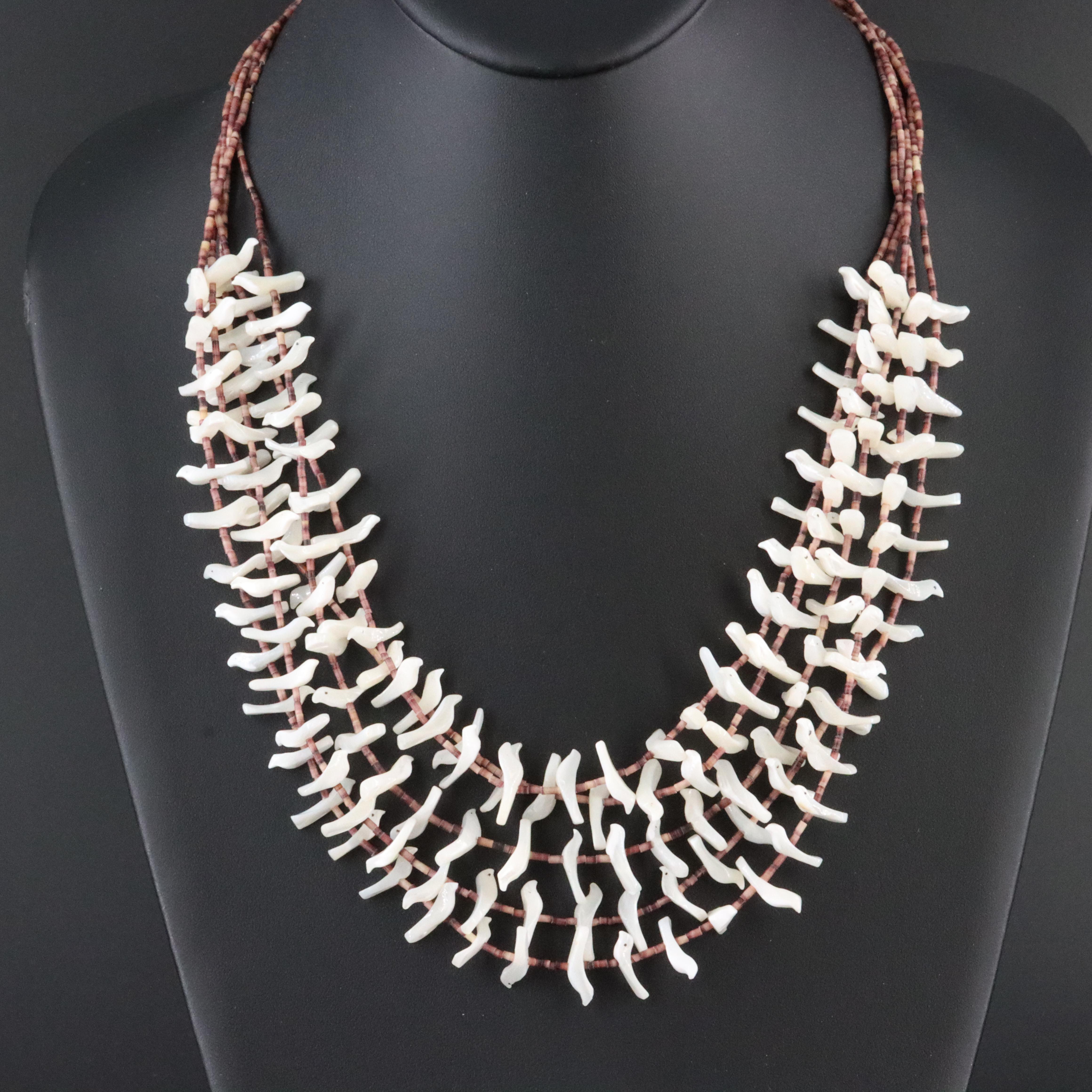 Southwestern Mother-of-Pearl and Shell Fetish Necklace