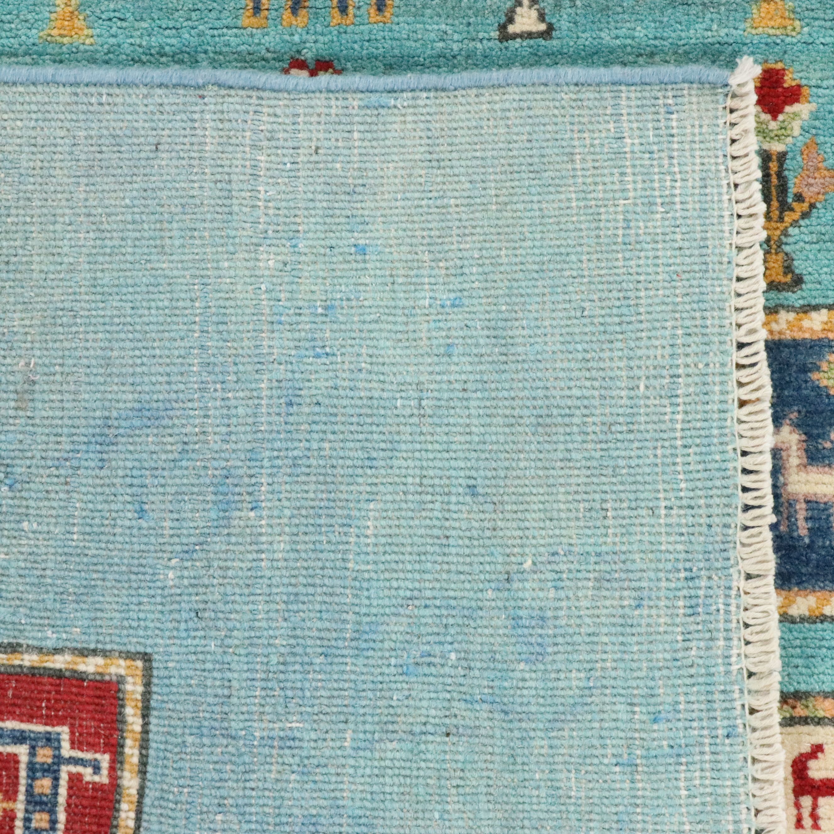 3'10 x 6'4 Hand-Knotted Afghan Kazak Area Rug