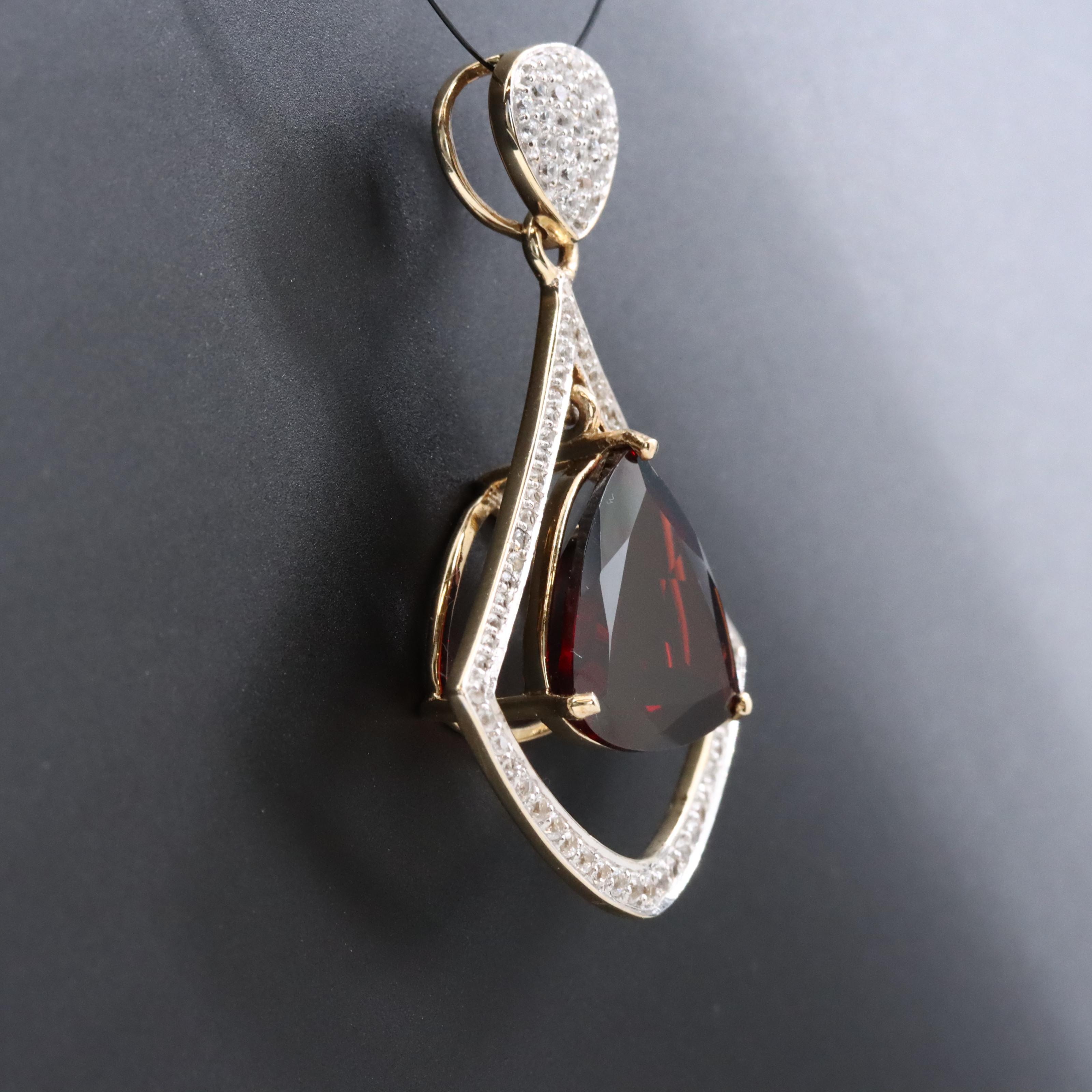 9K Garnet and White Zircon Pendant