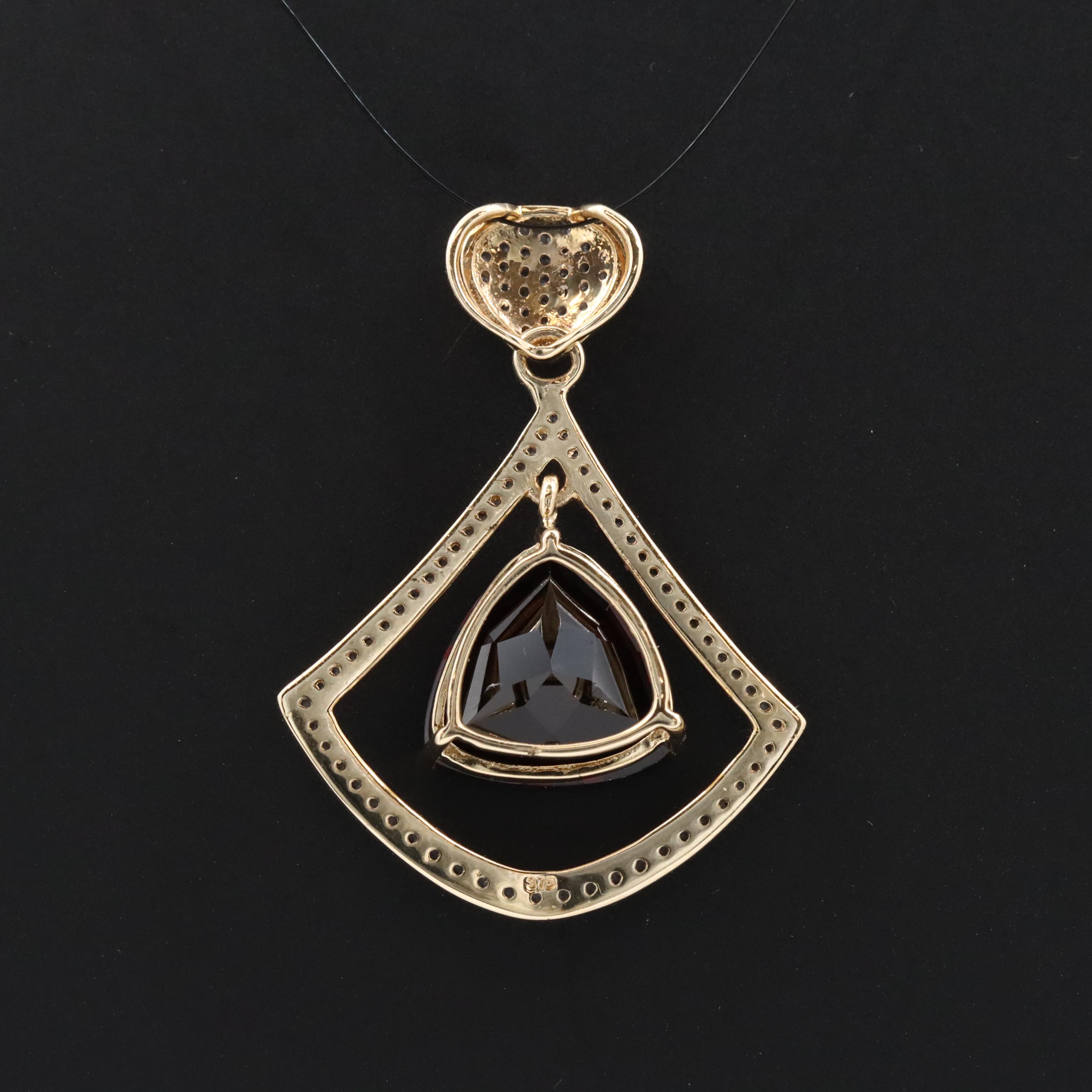 9K Garnet and White Zircon Pendant