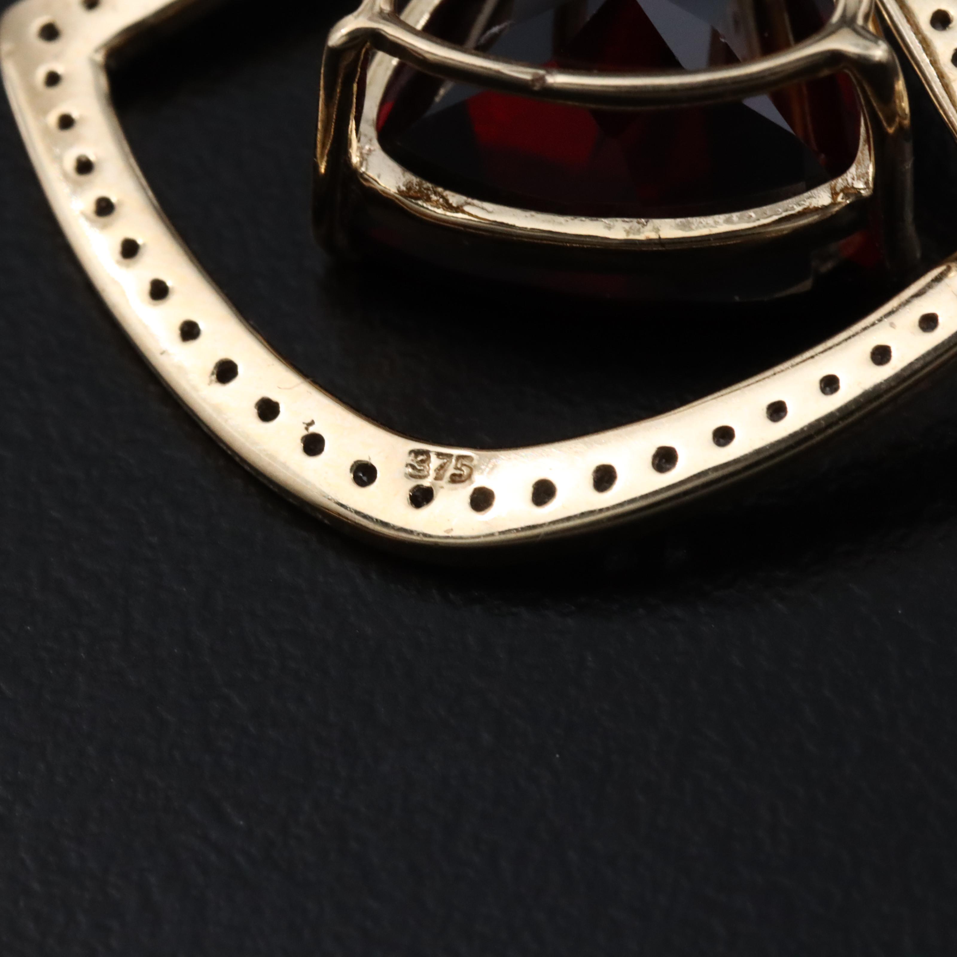 9K Garnet and White Zircon Pendant