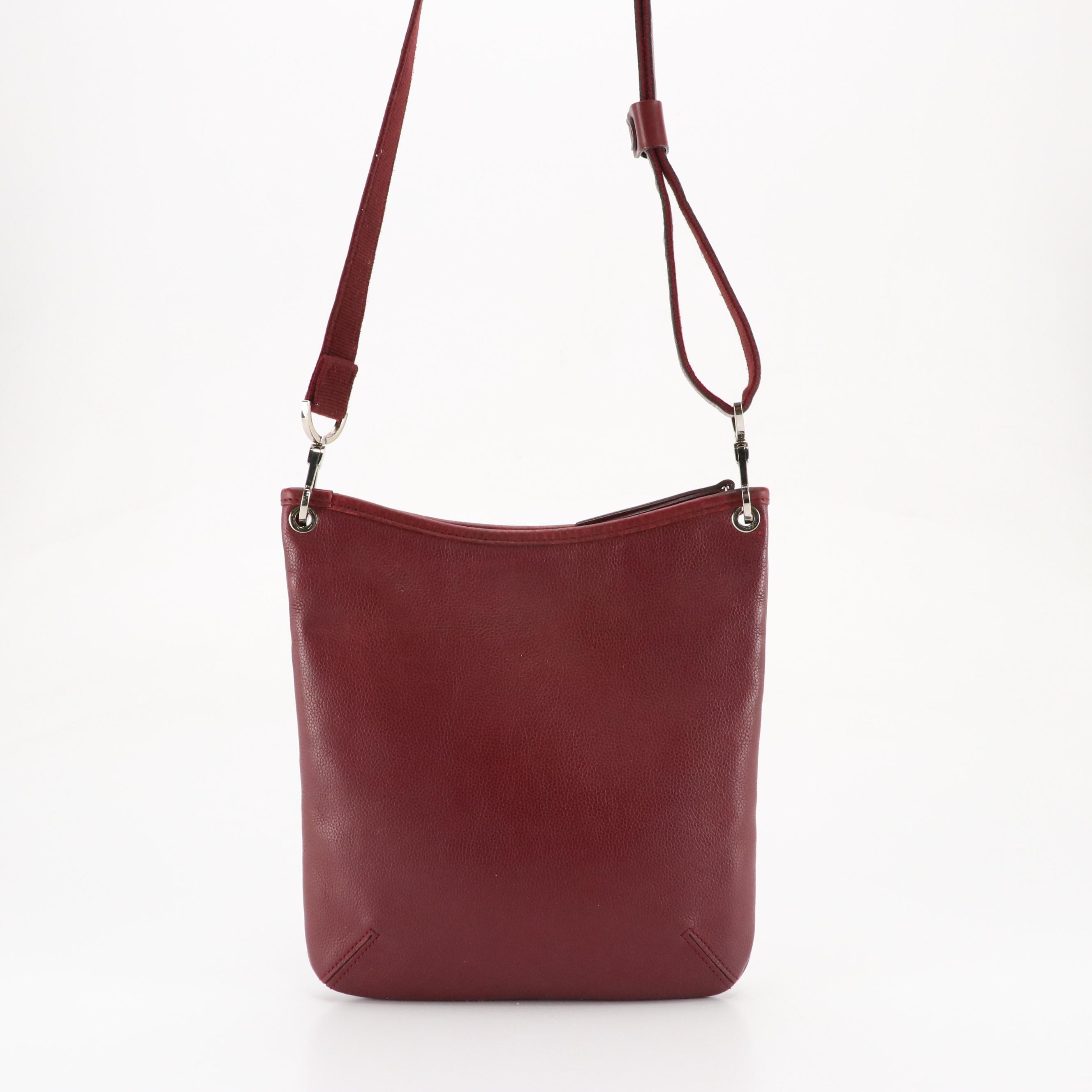 Longchamp Le Foulonné Crossbody Bag in Burgundy Drummed Leather