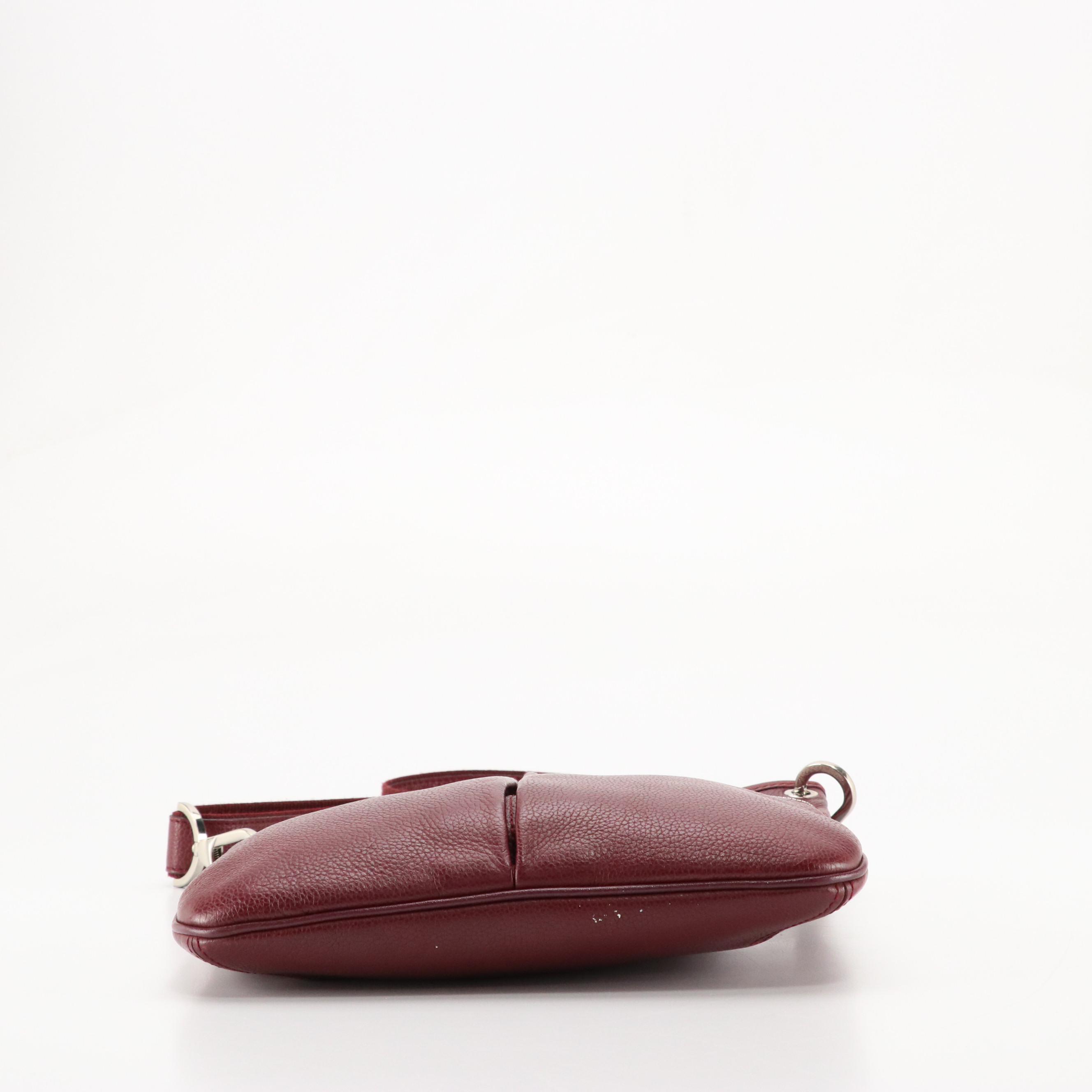 Longchamp Le Foulonné Crossbody Bag in Burgundy Drummed Leather