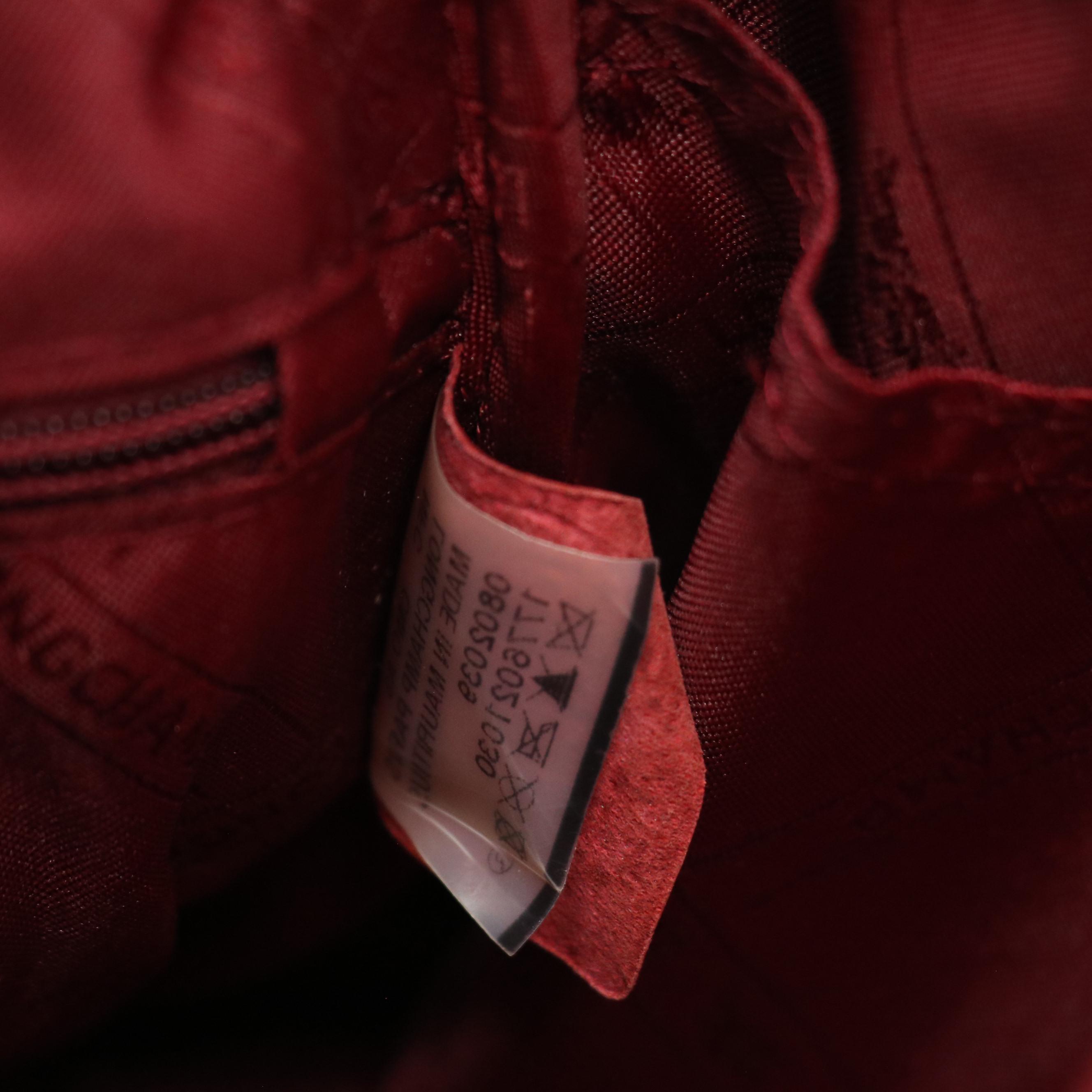 Longchamp Le Foulonné Crossbody Bag in Burgundy Drummed Leather