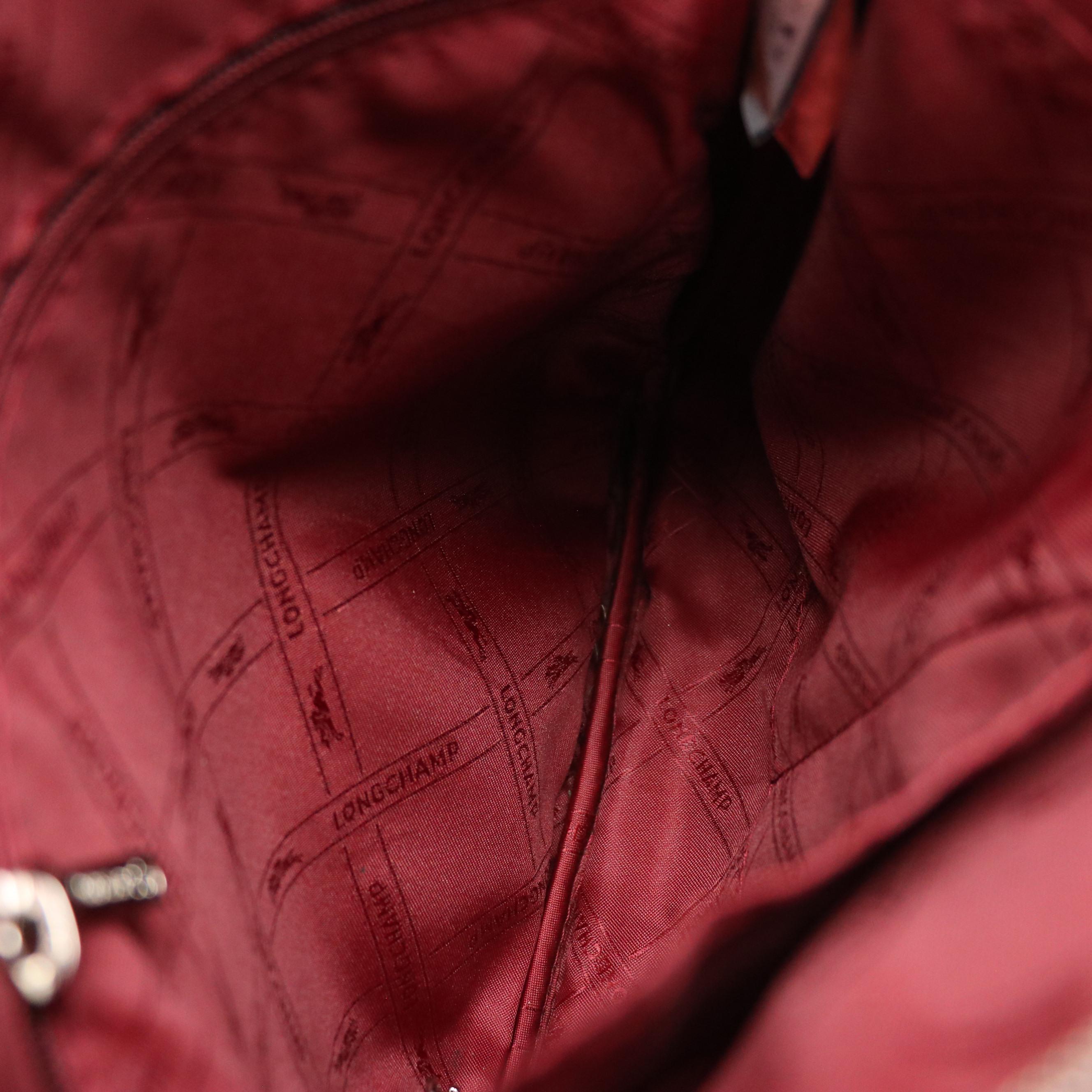 Longchamp Le Foulonné Crossbody Bag in Burgundy Drummed Leather