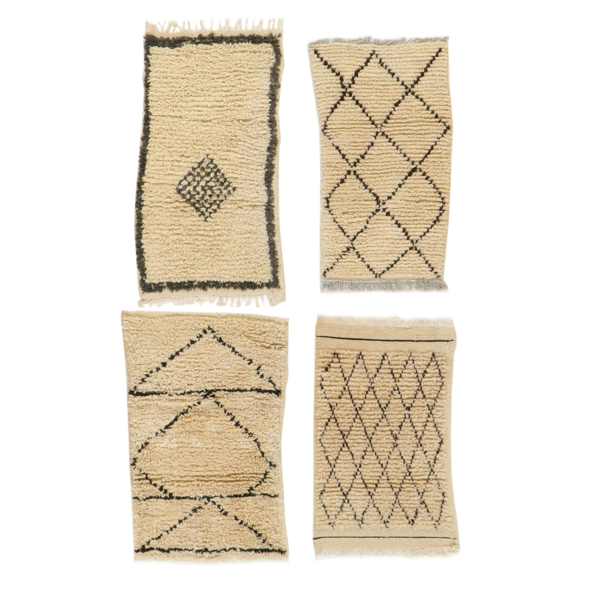 Four Hand-Knotted Moroccan Berber Accent Rugs