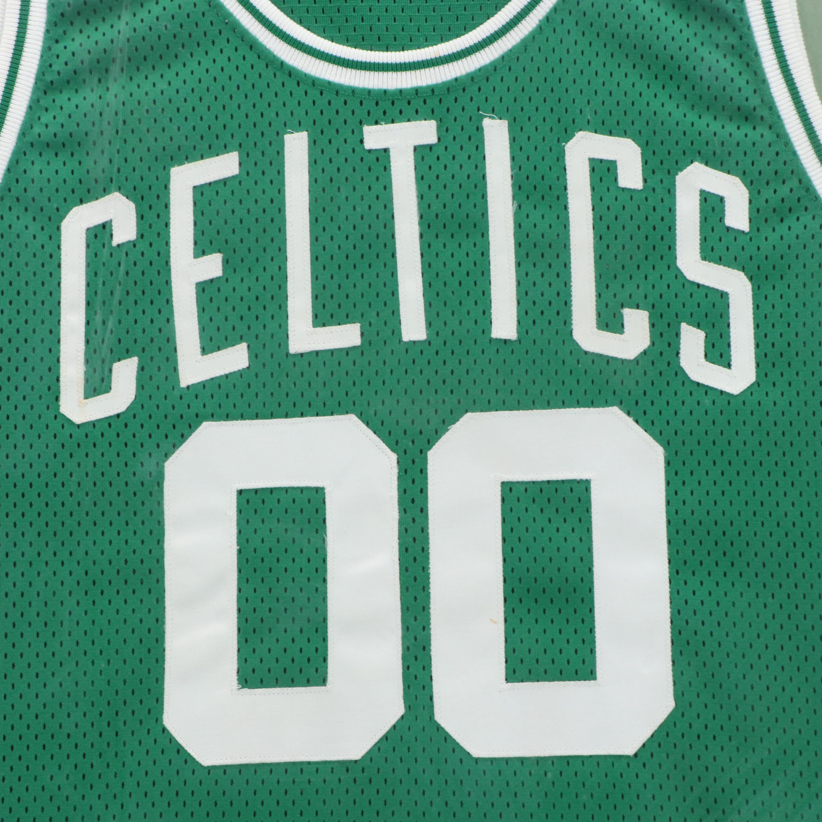 Framed Set Boston Celtics Jersey and Robert Parish Cards/Signature