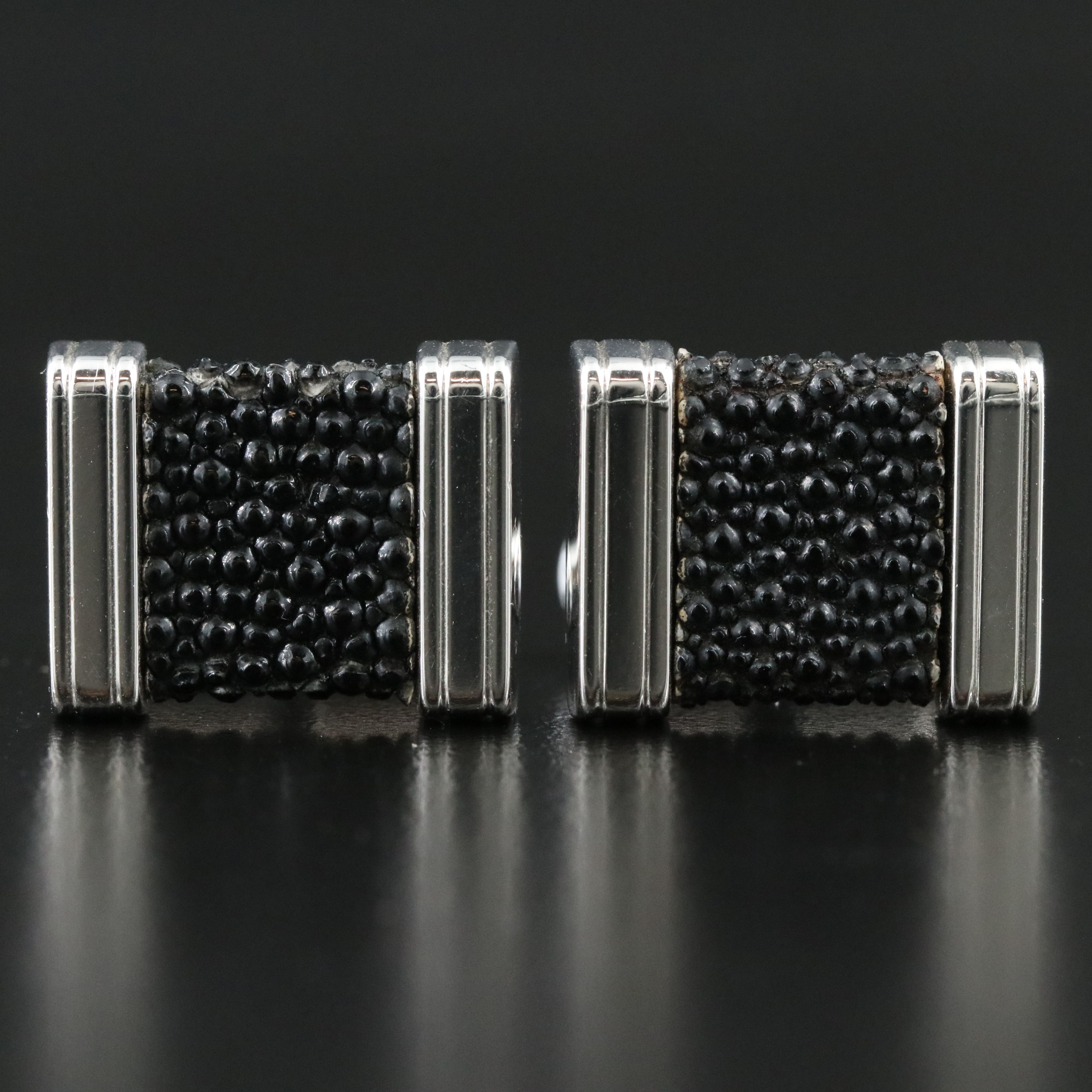 Montblanc Sterling Shagreen Stingray Cufflinks