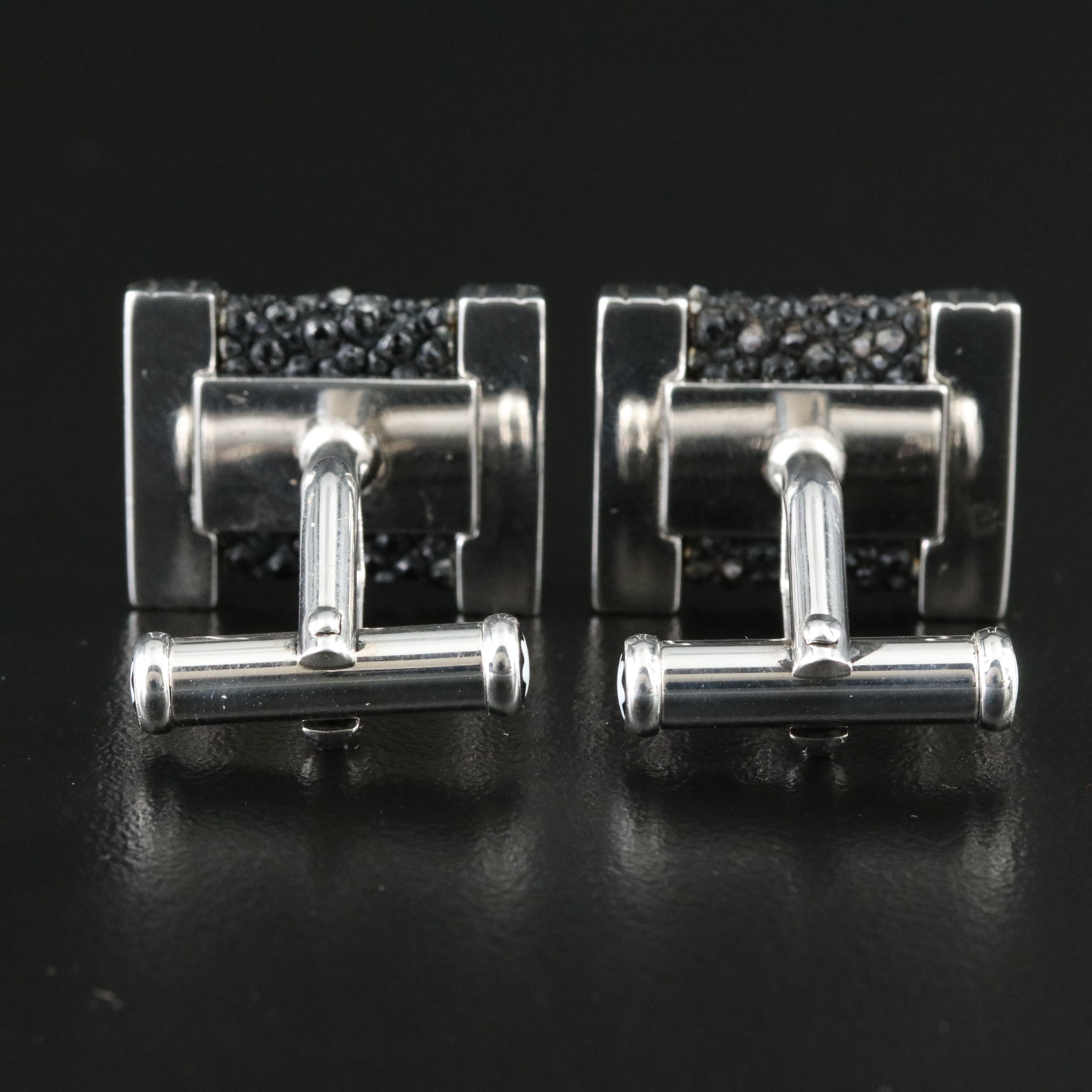 Montblanc Sterling Shagreen Stingray Cufflinks
