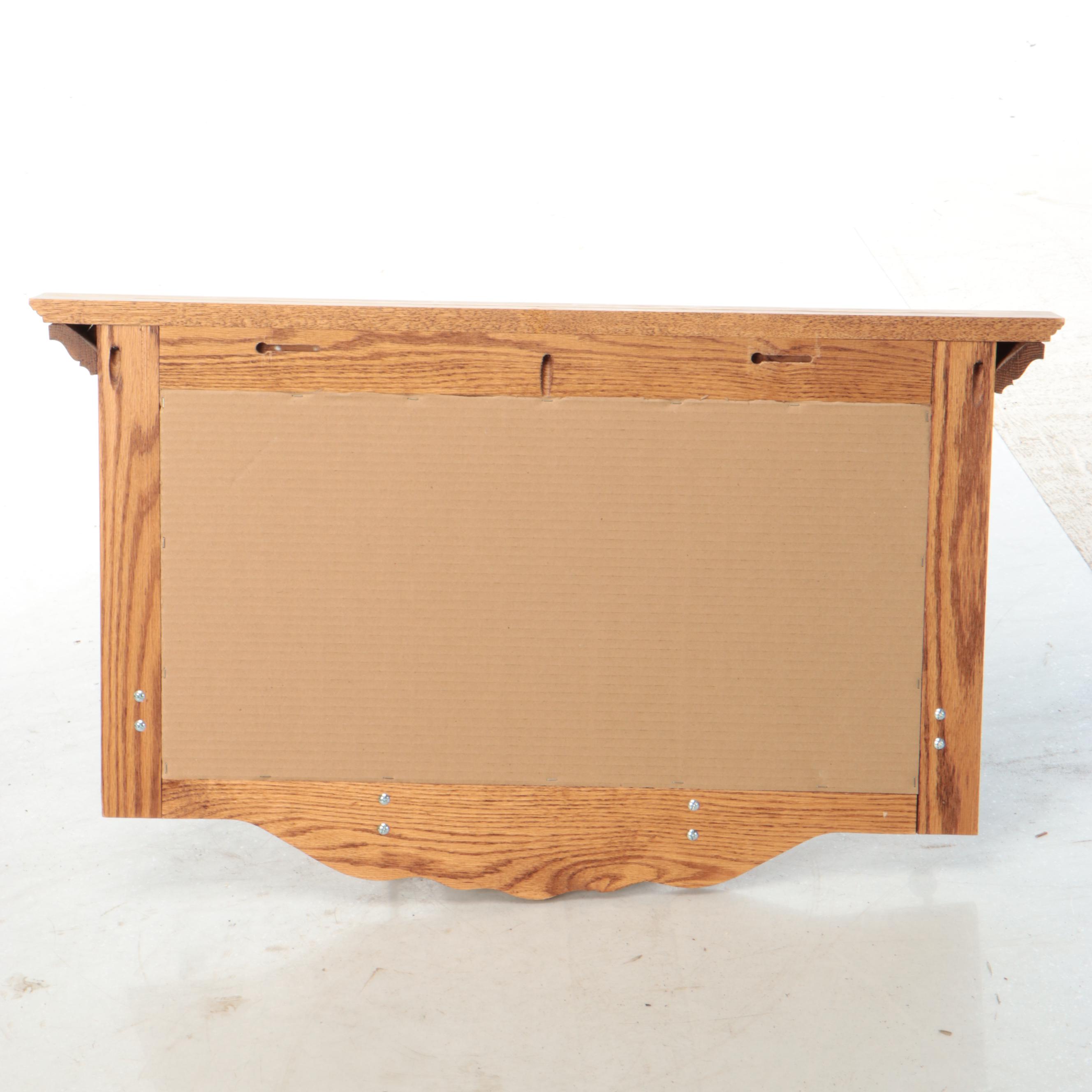 Oak Coat Rack with Etched Deer Scene Mirror