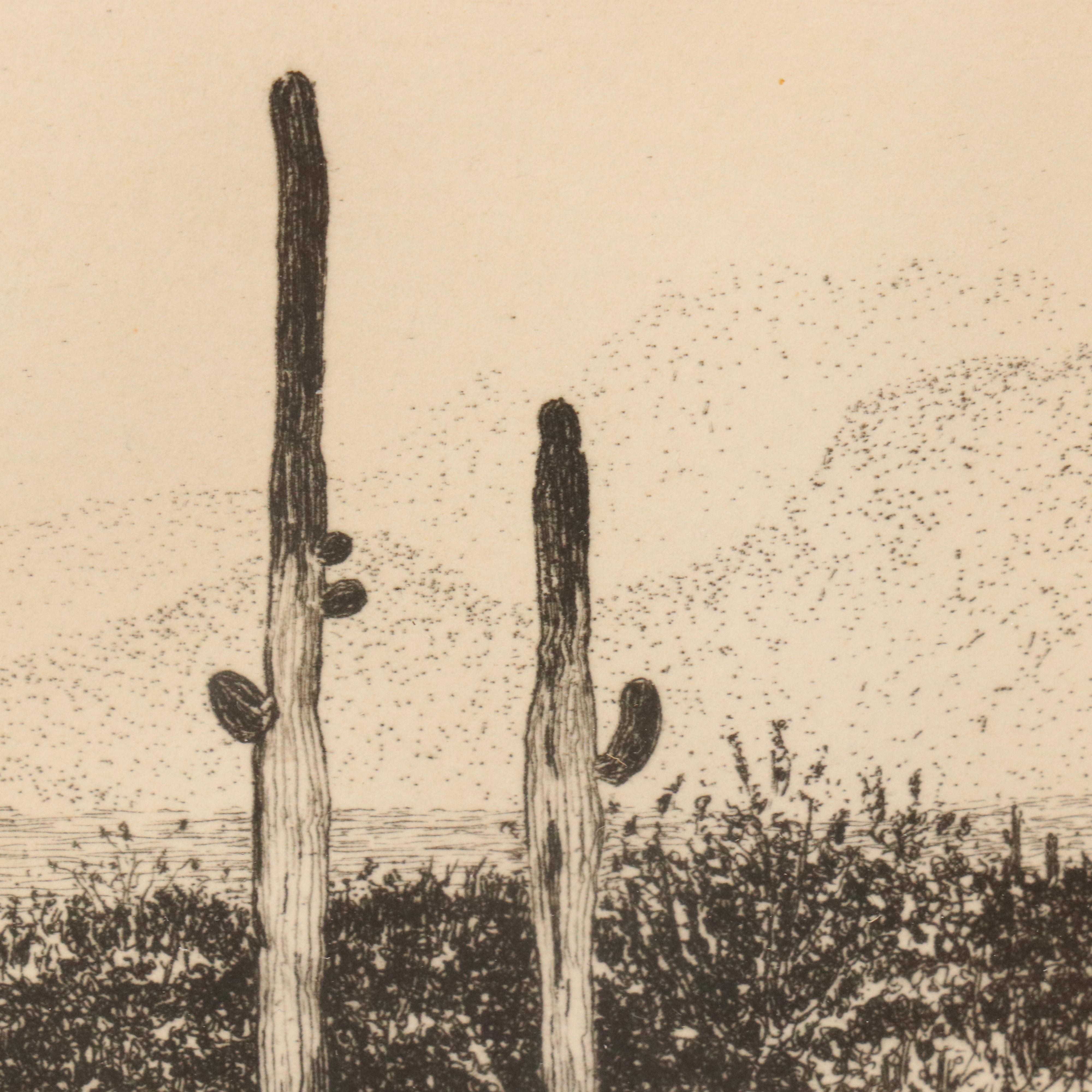 Carol Collette Etching of Desert Scene
