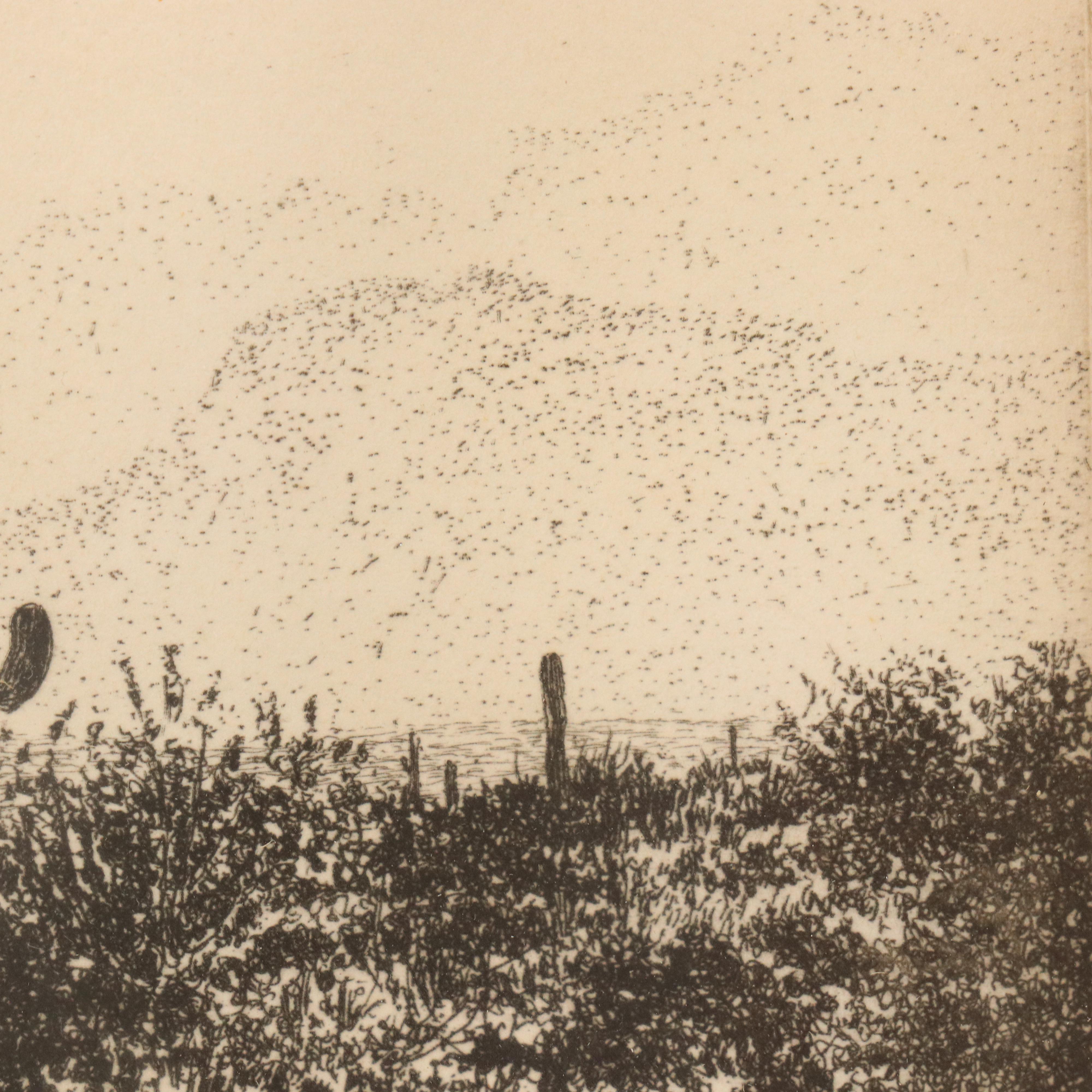 Carol Collette Etching of Desert Scene