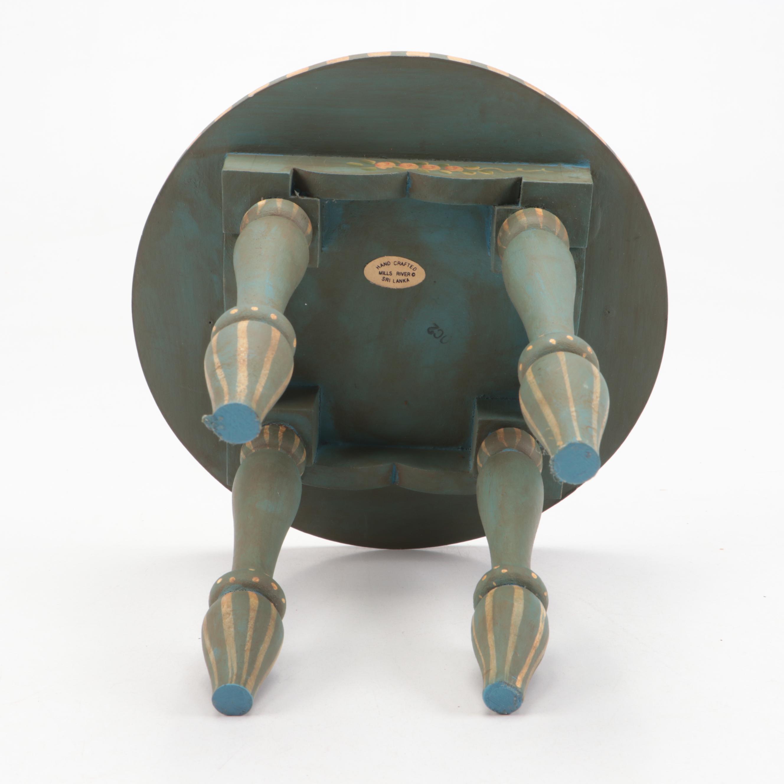 Mills River Folk Art Miniature Painted Chairs and Table, Late 20th/ Early 21st C