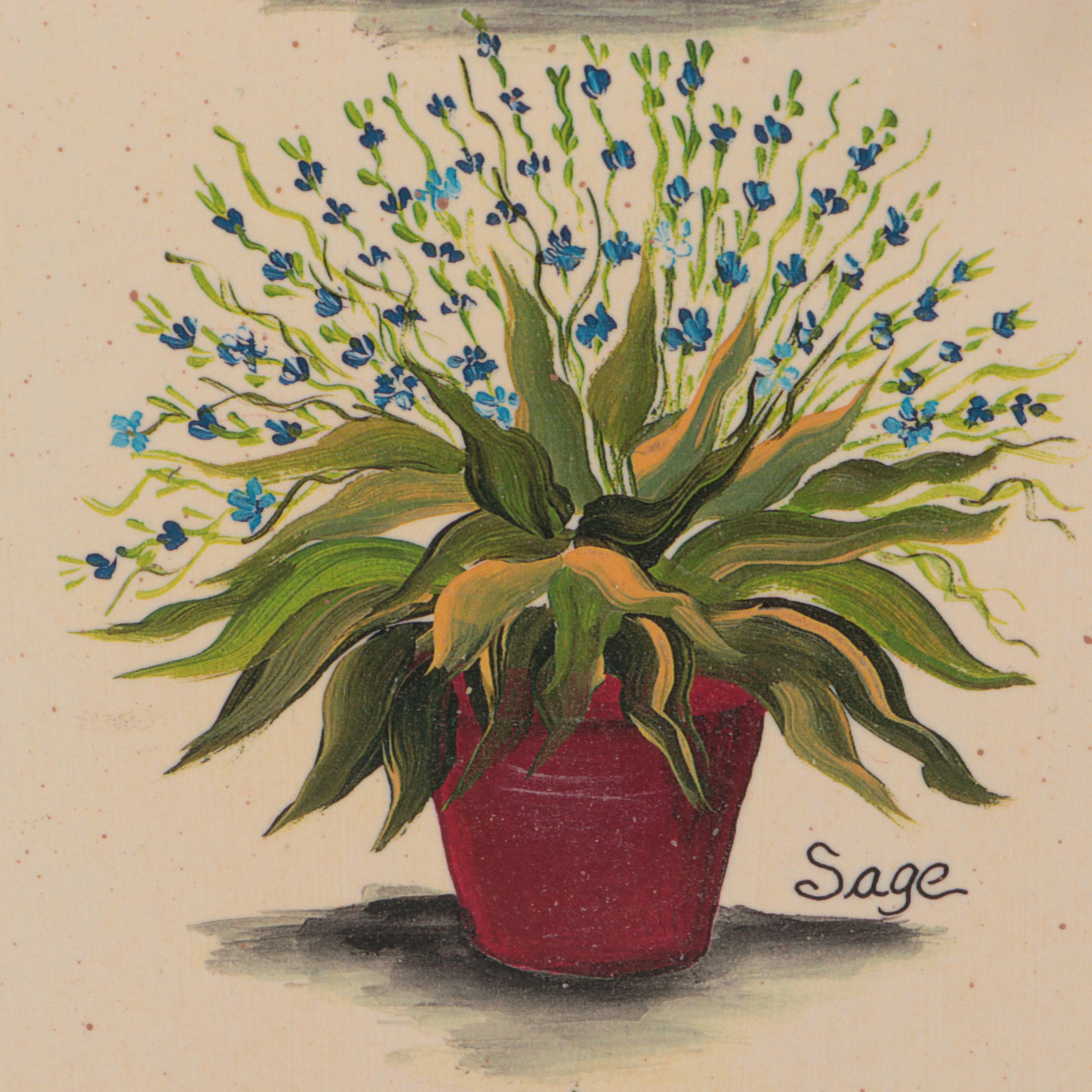 Designs by Jean Oates Painted Wood Cupboard with Clock