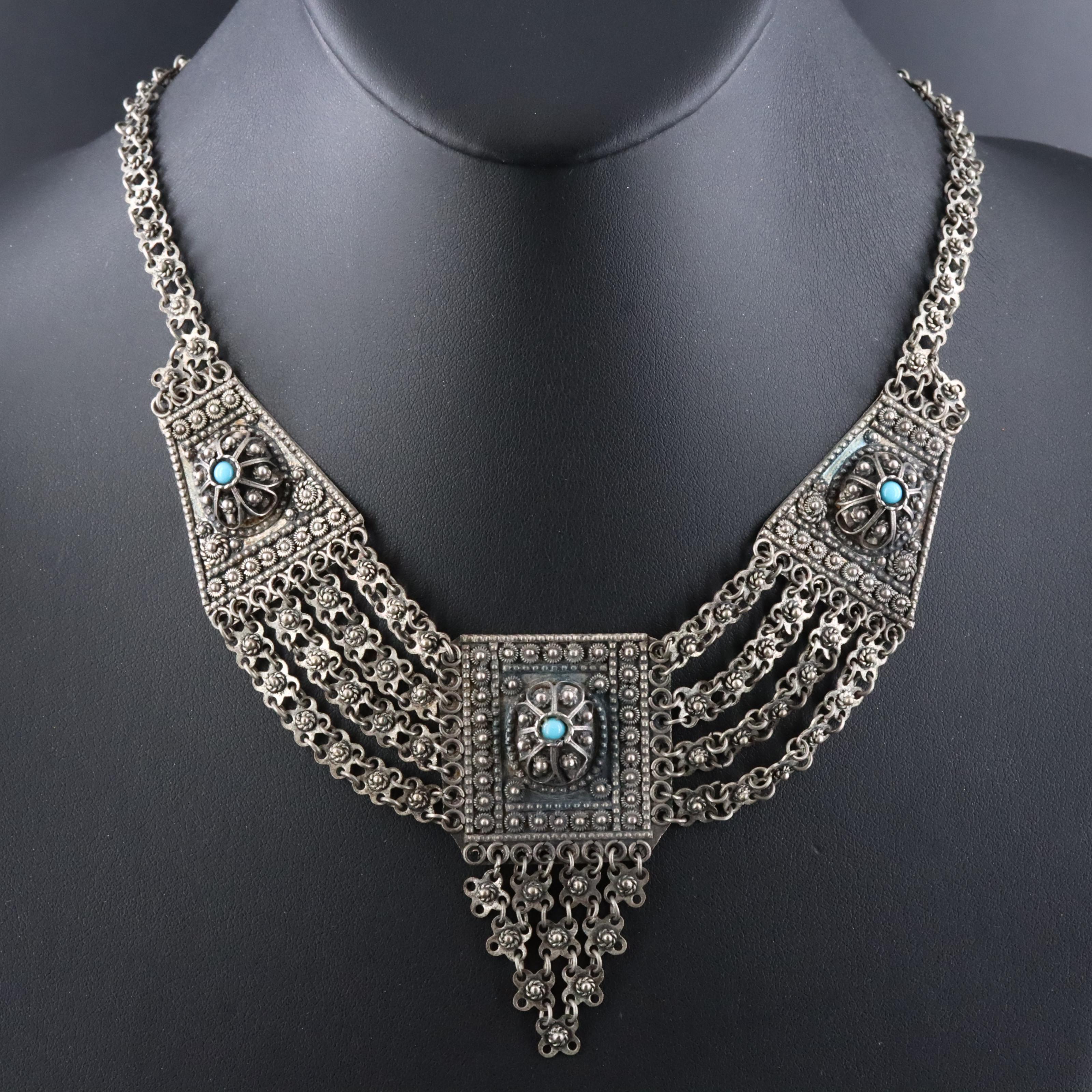 980 Silver Necklace with Cannetille