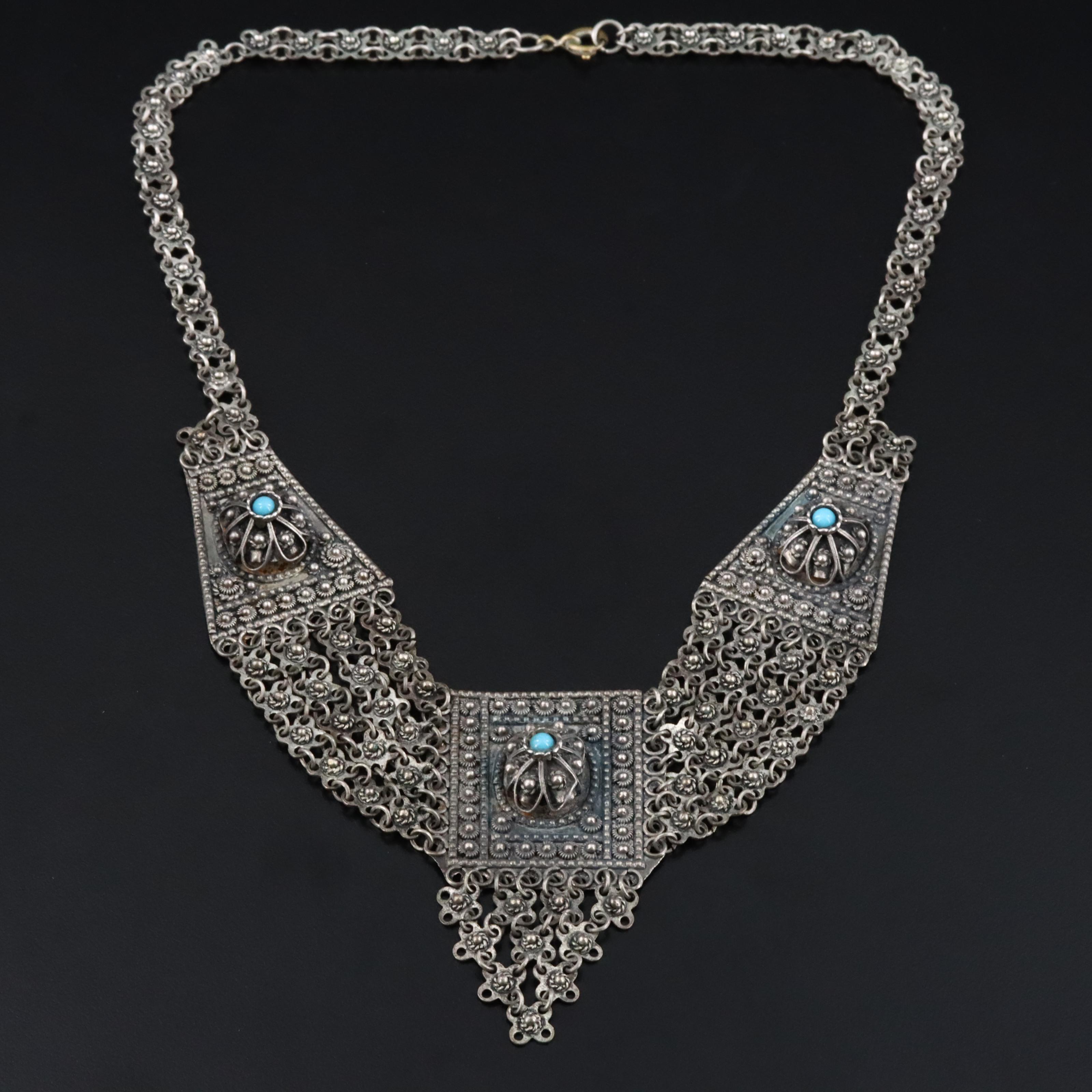 980 Silver Necklace with Cannetille