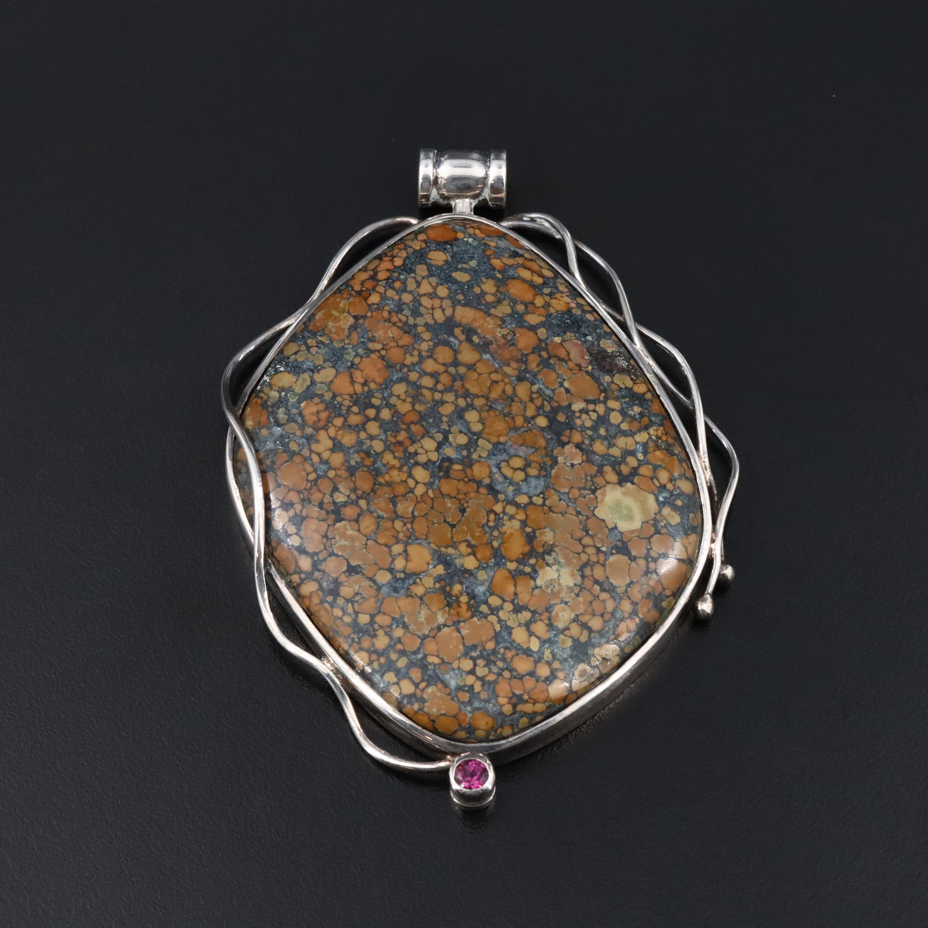 Sterling Jasper and Garnet Pendant