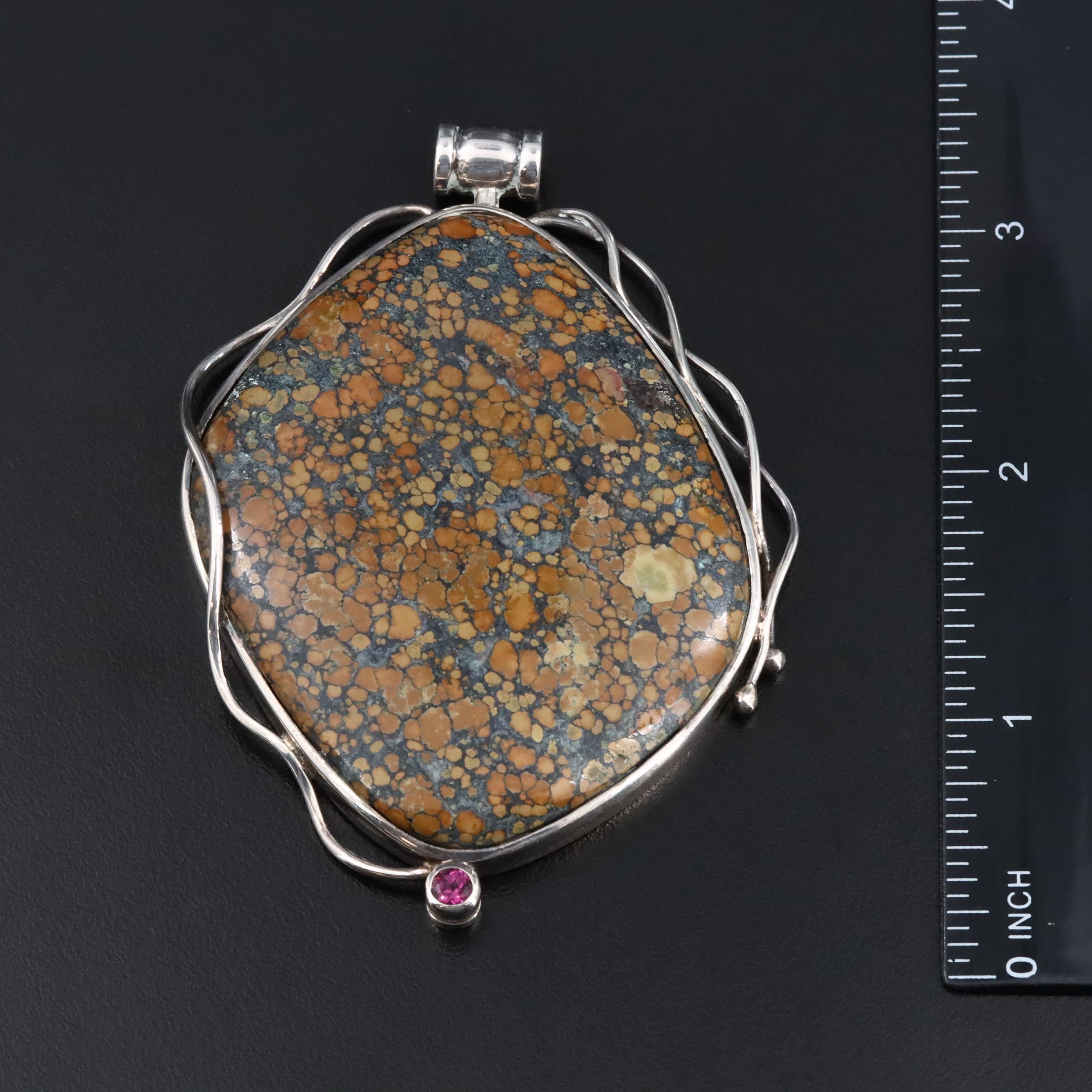 Sterling Jasper and Garnet Pendant