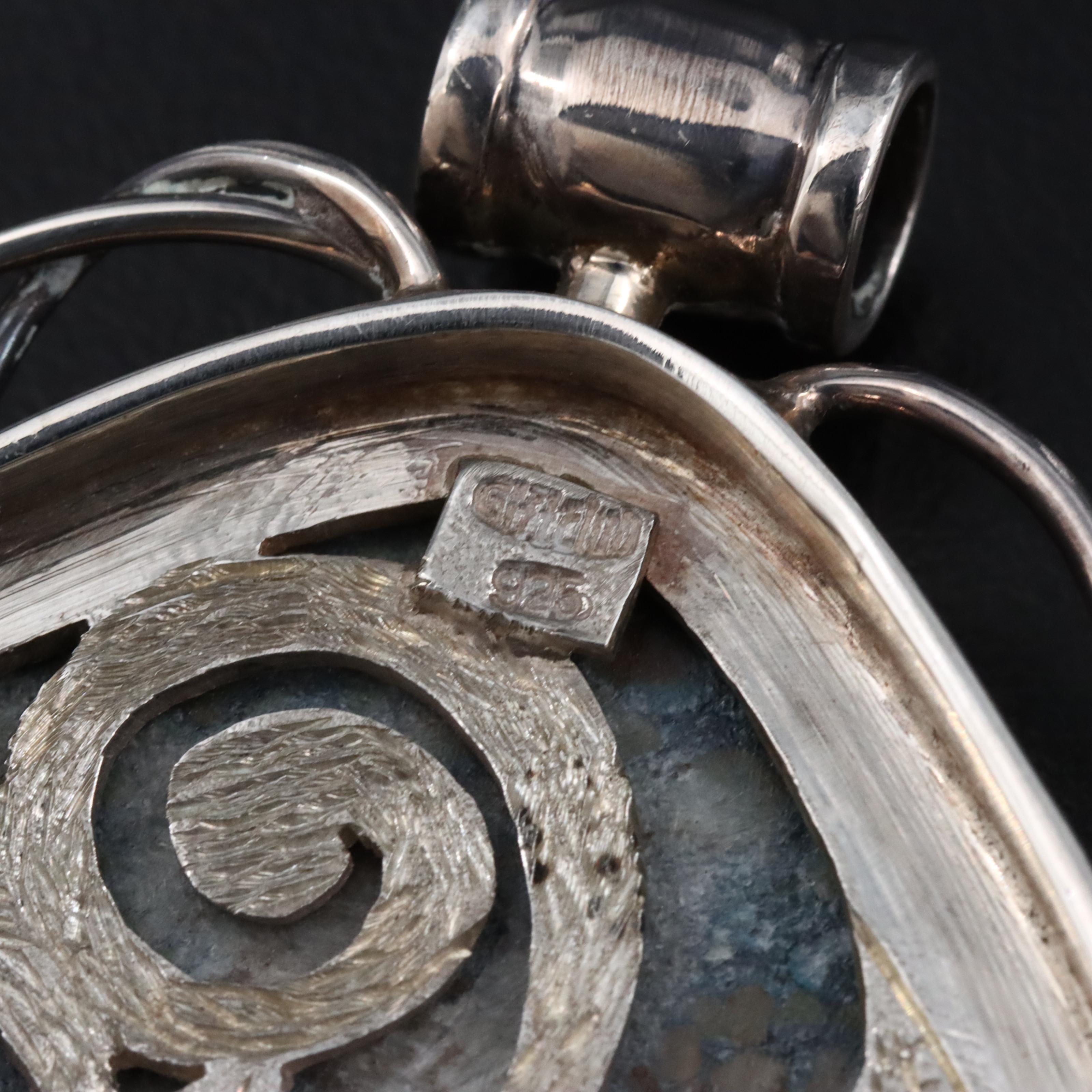 Sterling Jasper and Garnet Pendant