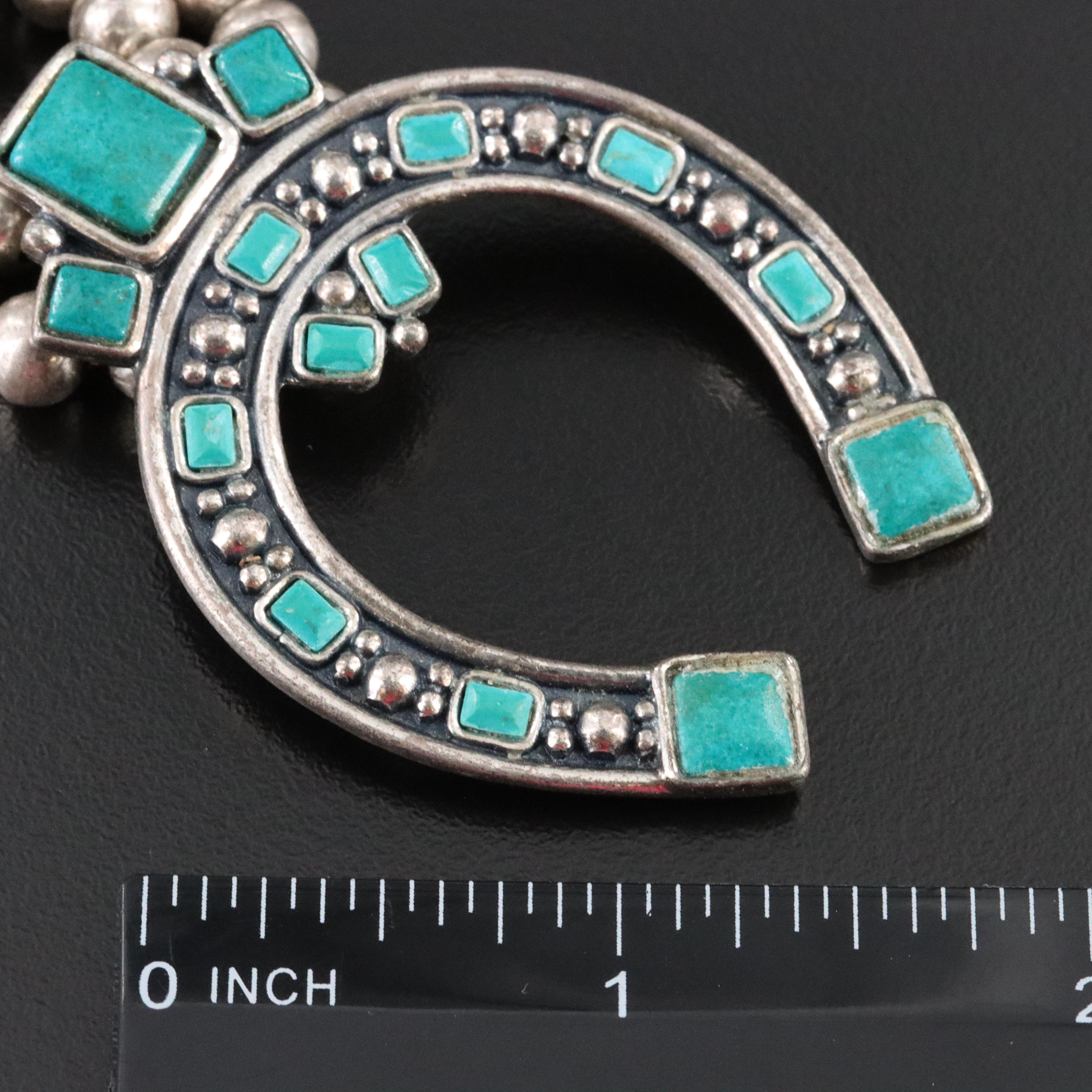 Western Squash Blossom Necklace and Earring Enhancers with Faux Turquoise