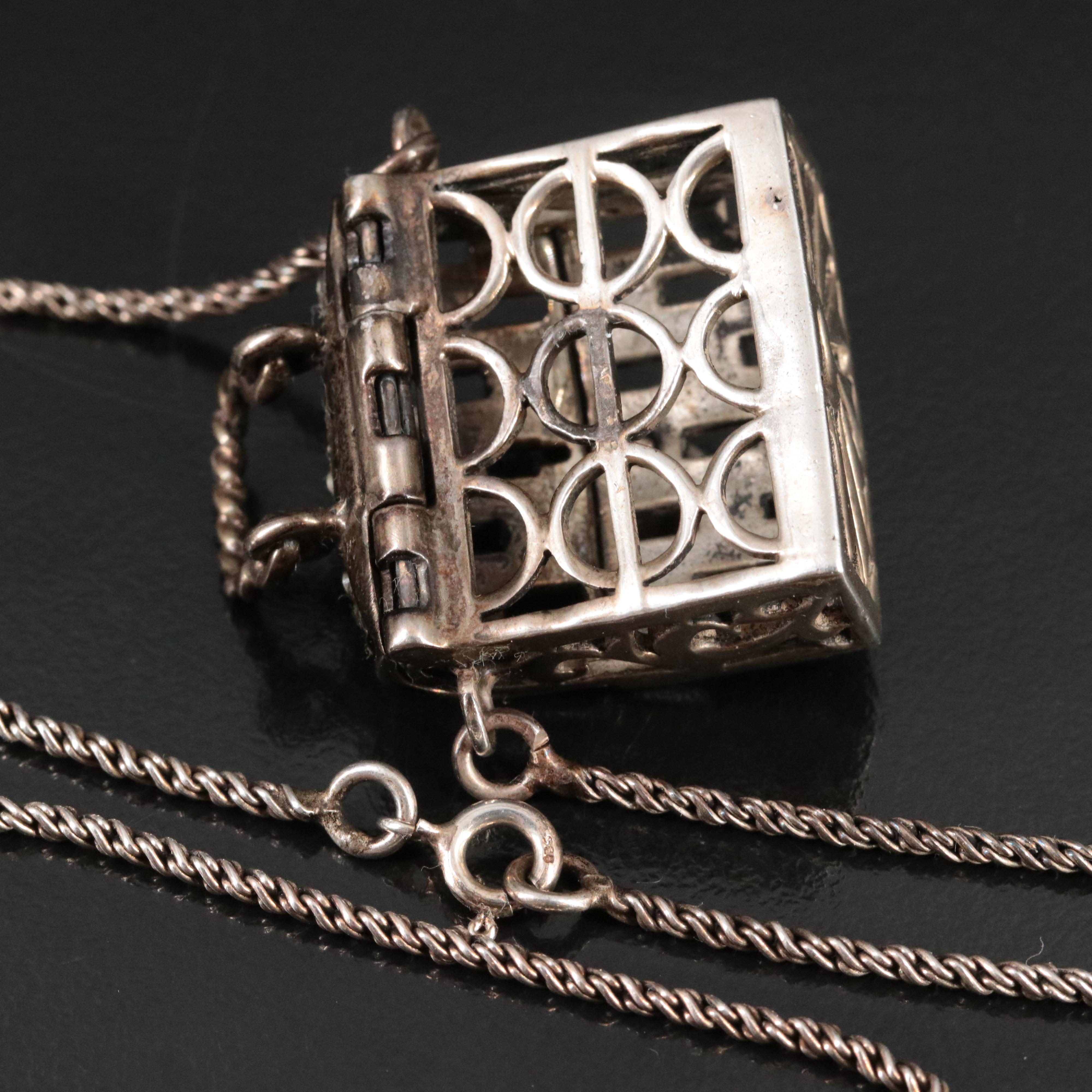 Sterling Marcasite Articulated Handbag Necklace