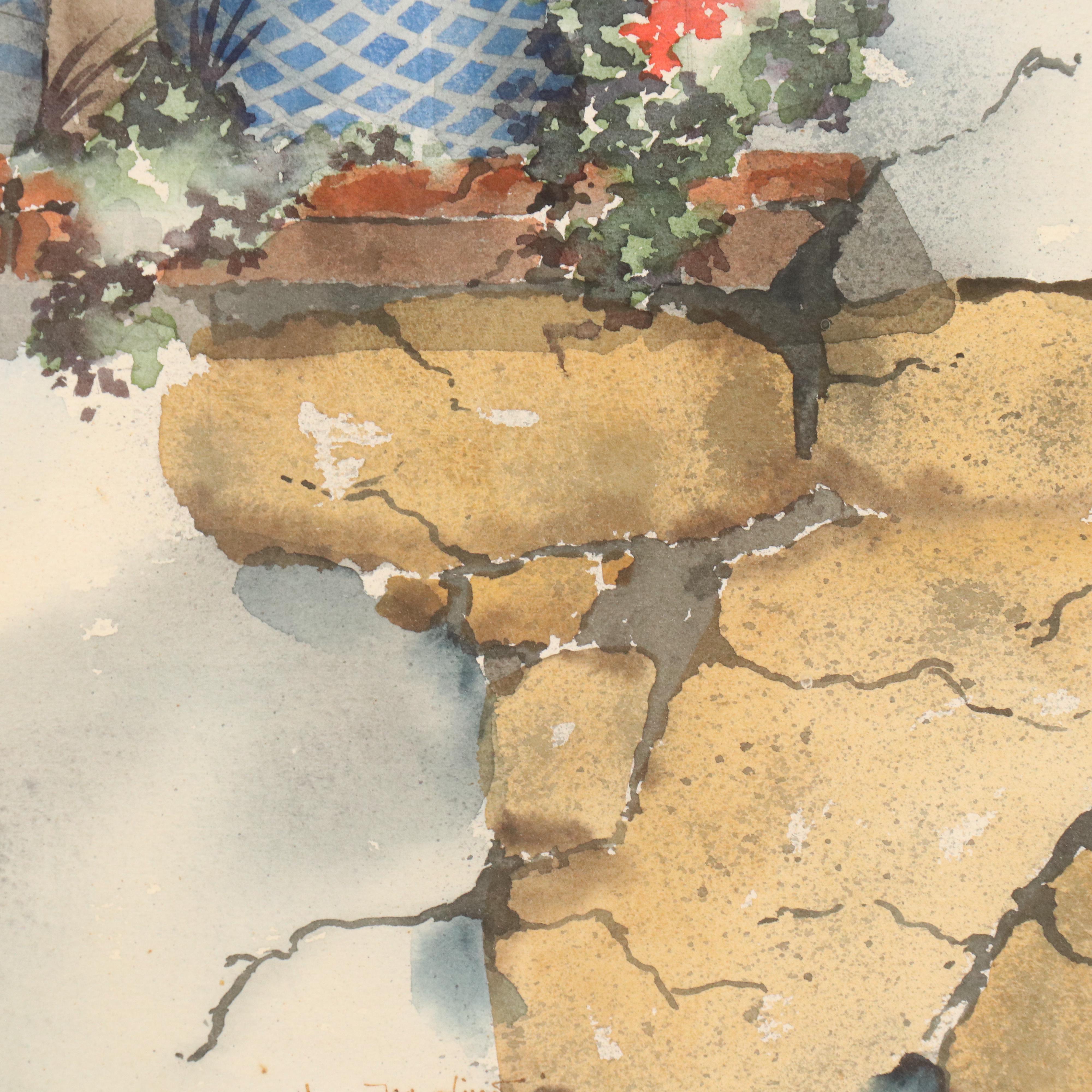 Watercolor Painting of House Exterior, 1988