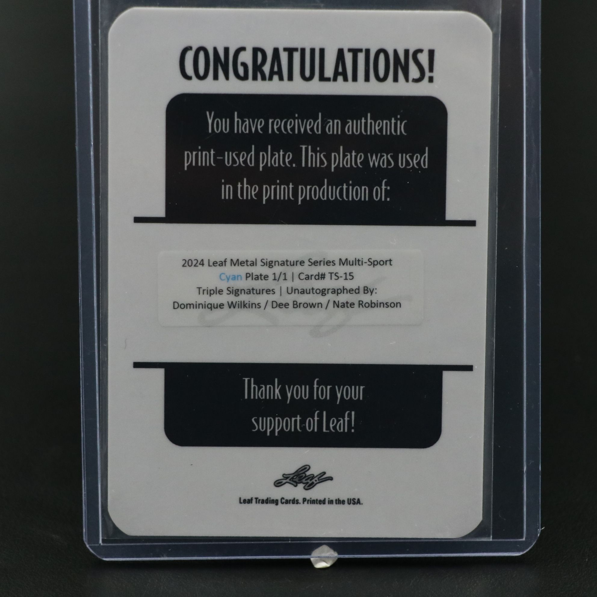 2024 Leaf Metal Dominique Wilkins, Dee Brown, and Nate Robinson Printing Plate