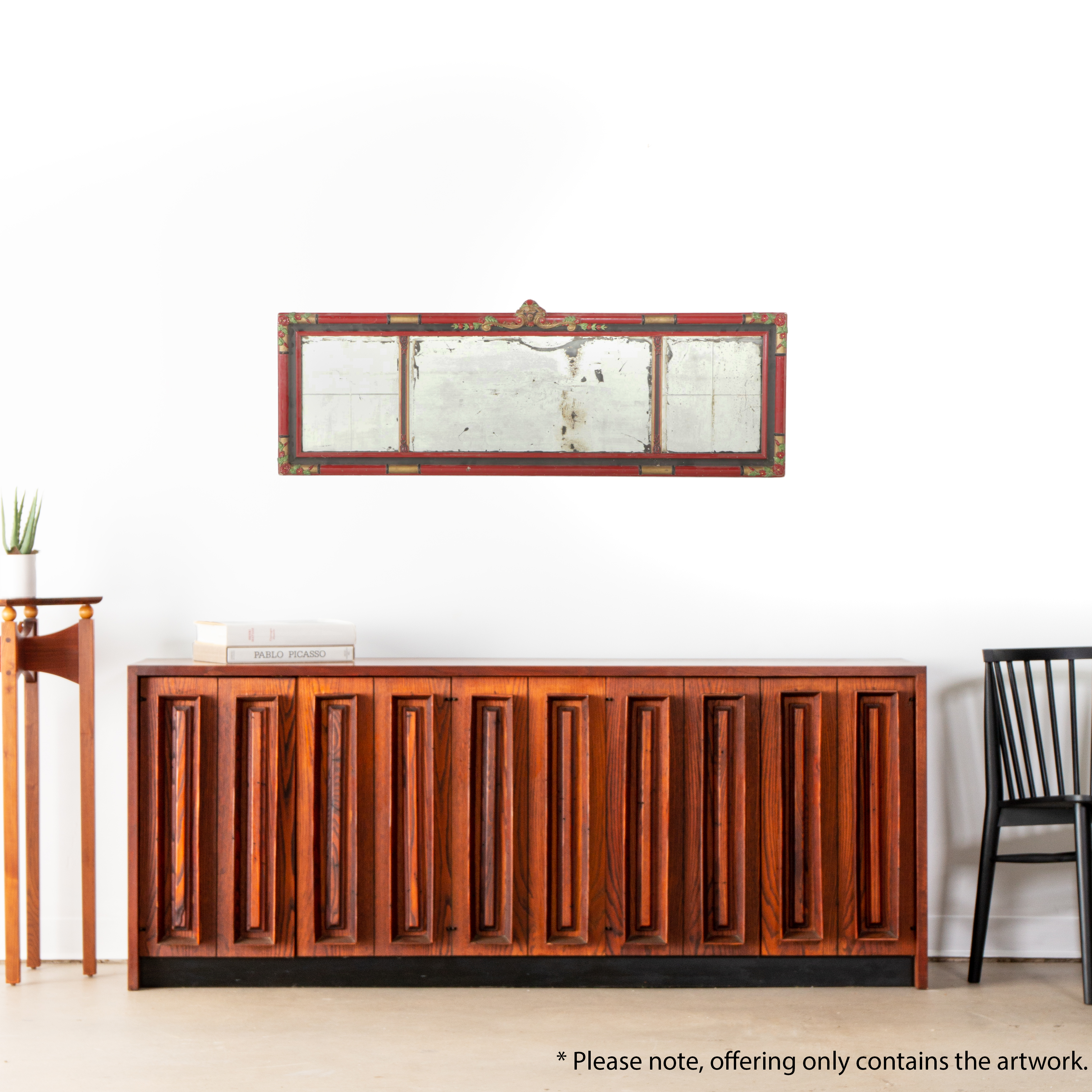 Painted Art Nouveau Style Rectangular Buffet Mirror, Late 19th/Early 20th C.