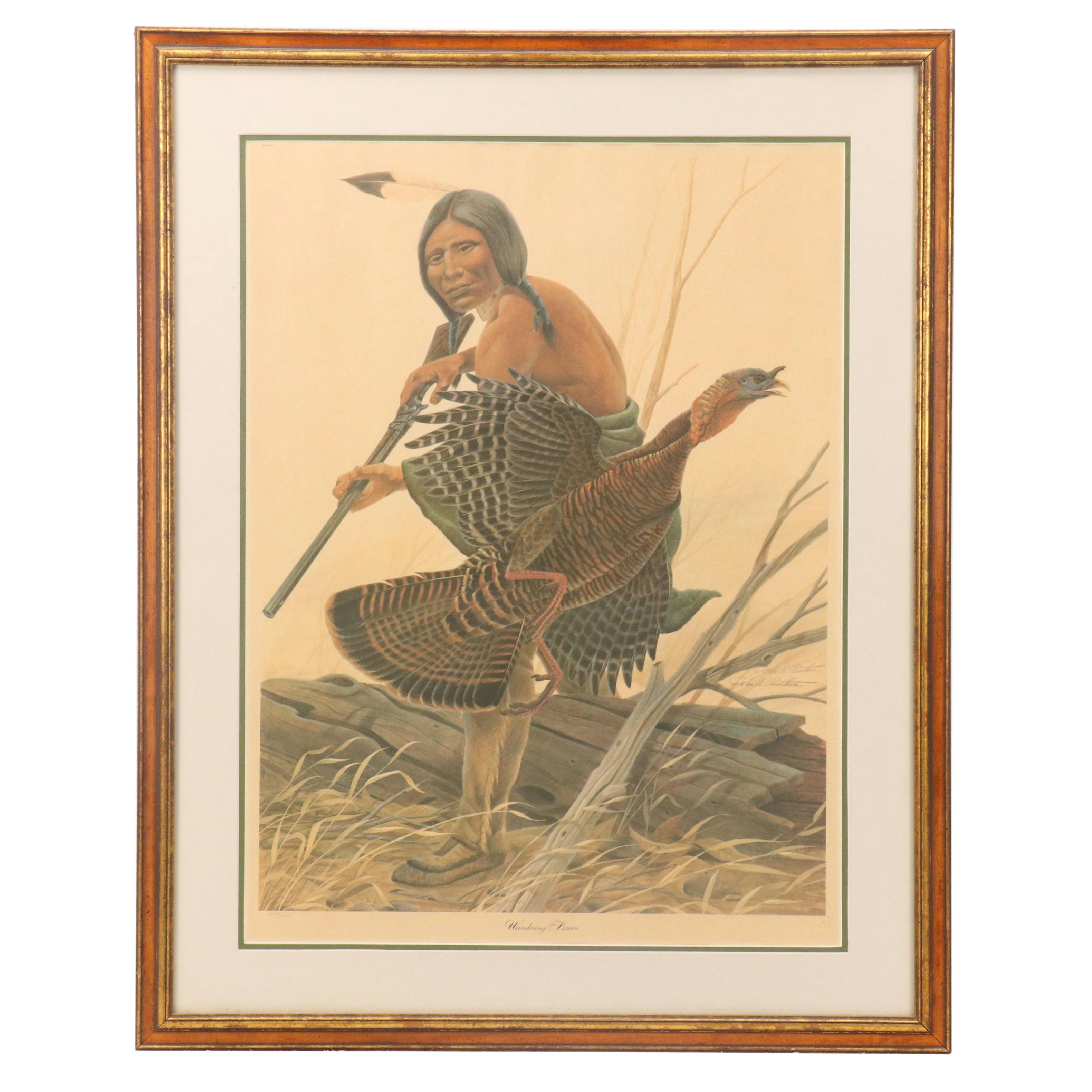 John A. Ruthven Offset Lithograph "Wandering Brave"