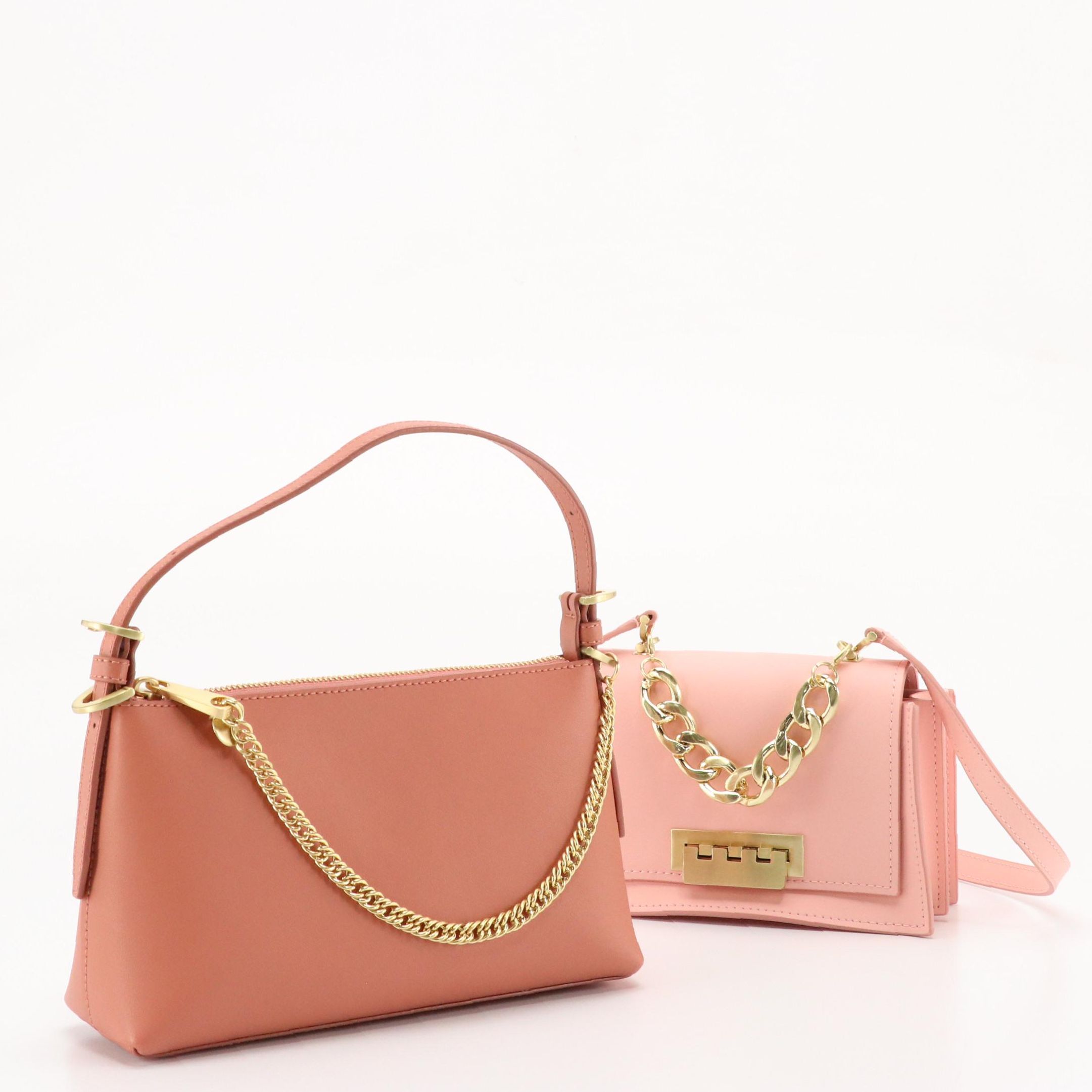 Zac Posen Earthette Two-Way Crossbody Bag & Top Zip Shoulder Bag in Leather