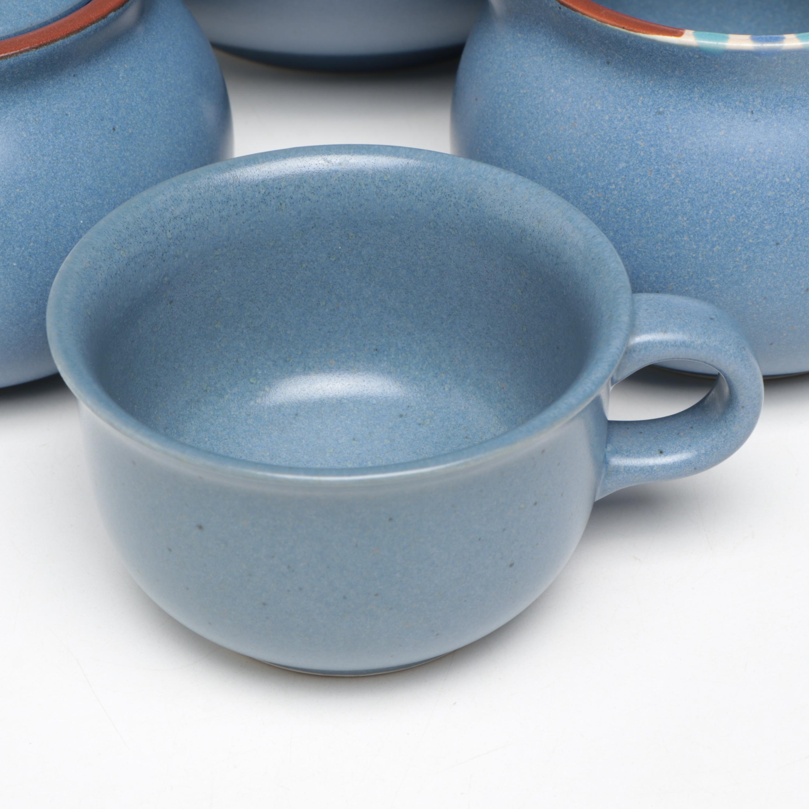 Dansk Ceramic Cup, Sugar Bowl, Creamer, and Serving Bowl