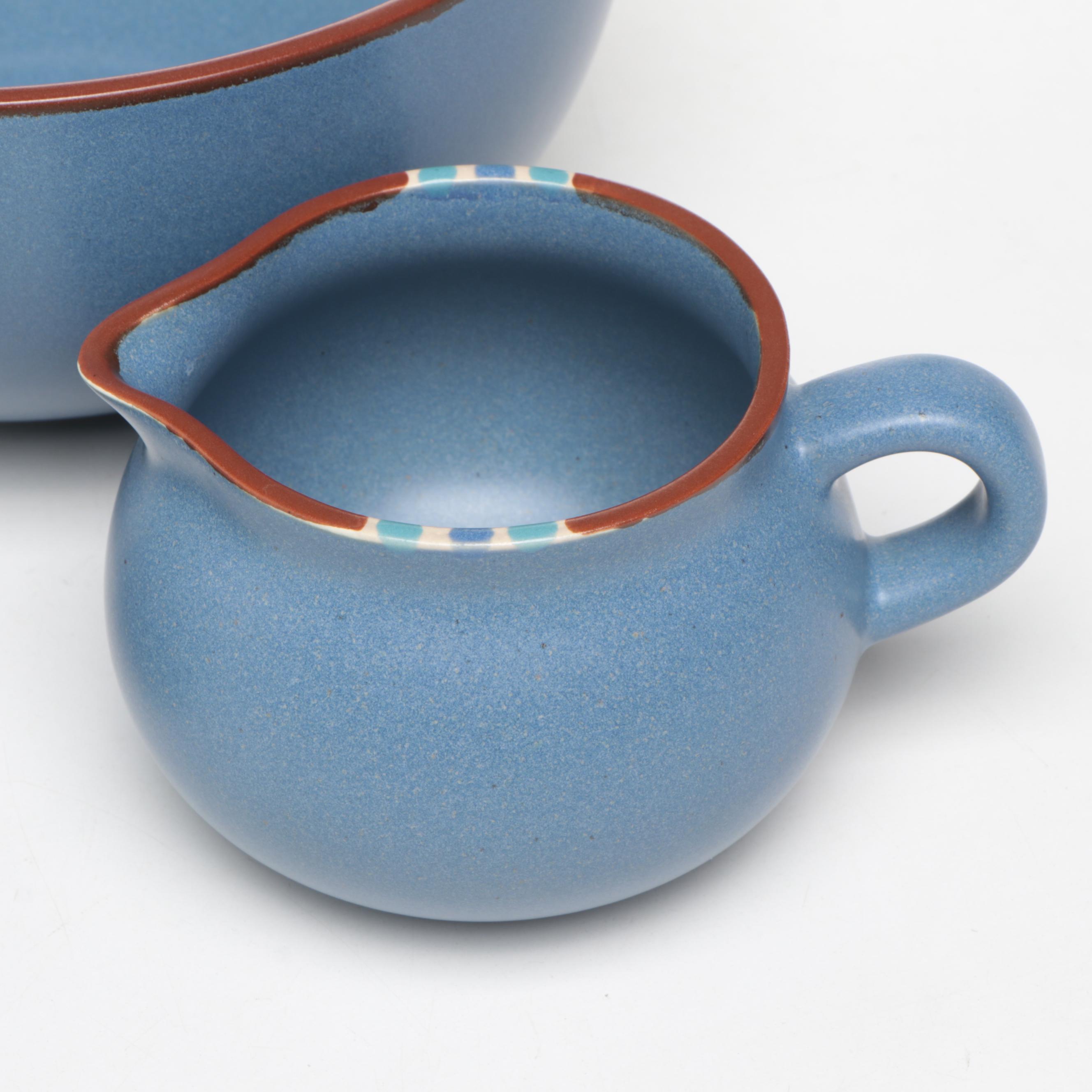 Dansk Ceramic Cup, Sugar Bowl, Creamer, and Serving Bowl